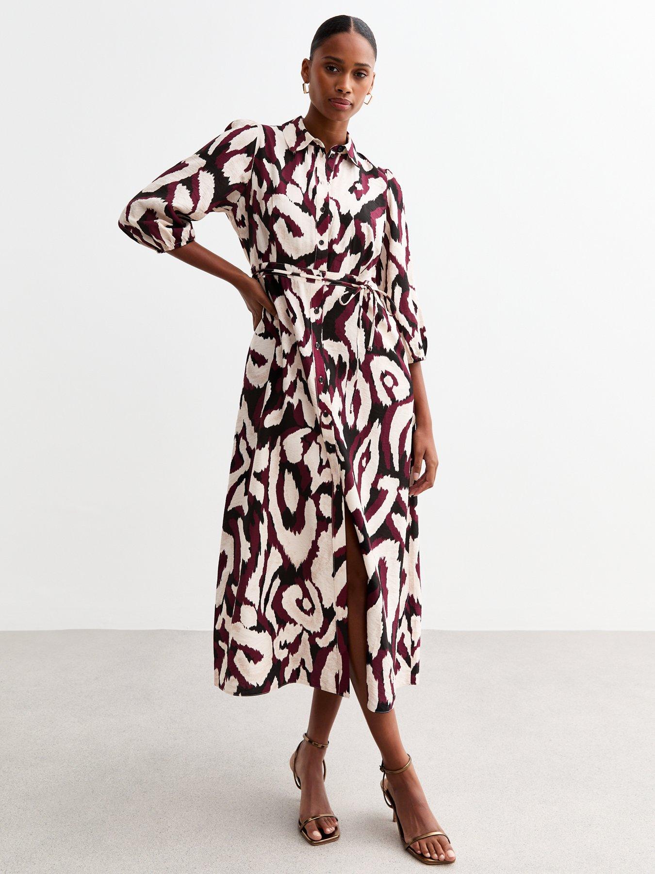 New Look Abstract Midi Shirt Dress Print Very