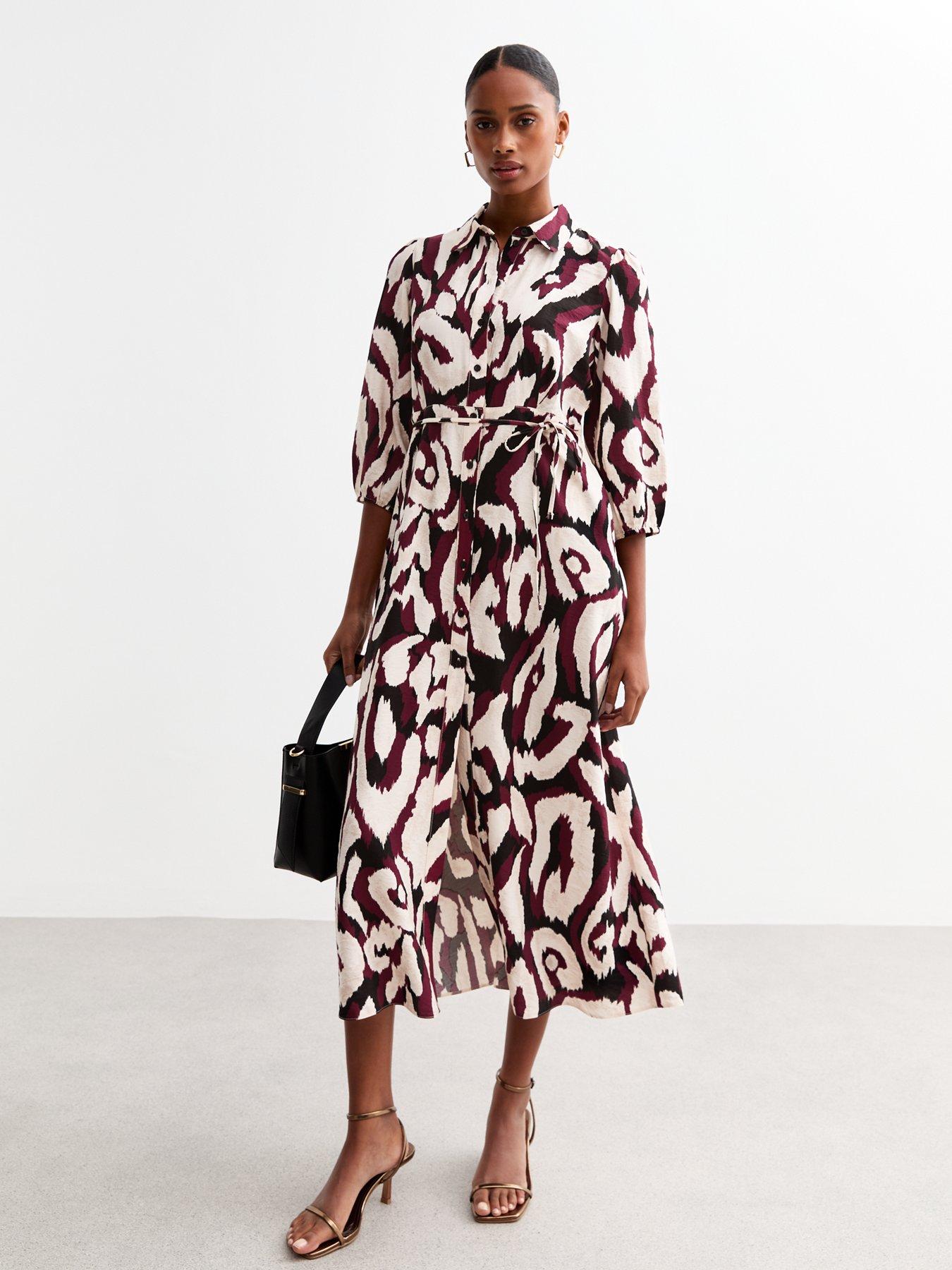 Image 3 of 4 of New Look Abstract Midi Shirt Dress - Print