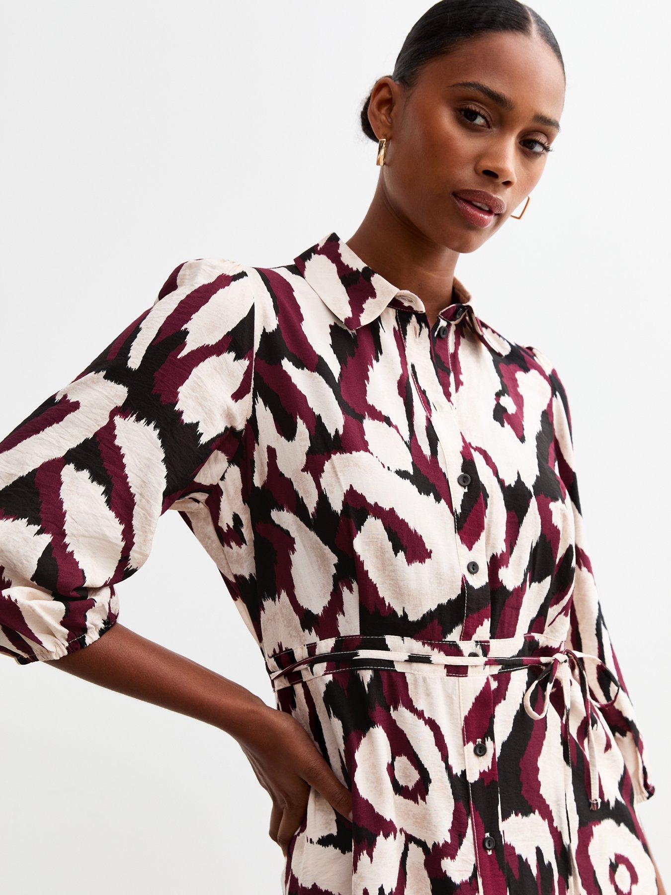 Image 4 of 4 of New Look Abstract Midi Shirt Dress - Print
