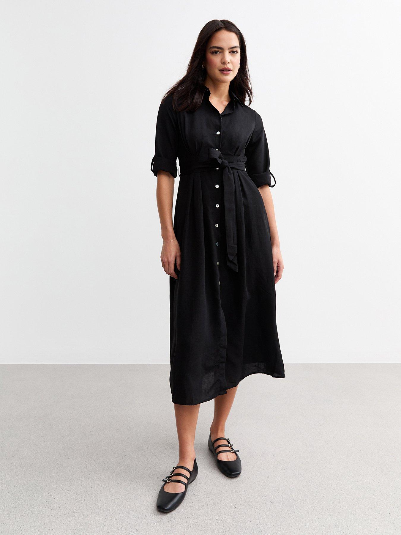 Black tie waist shirt dress best sale