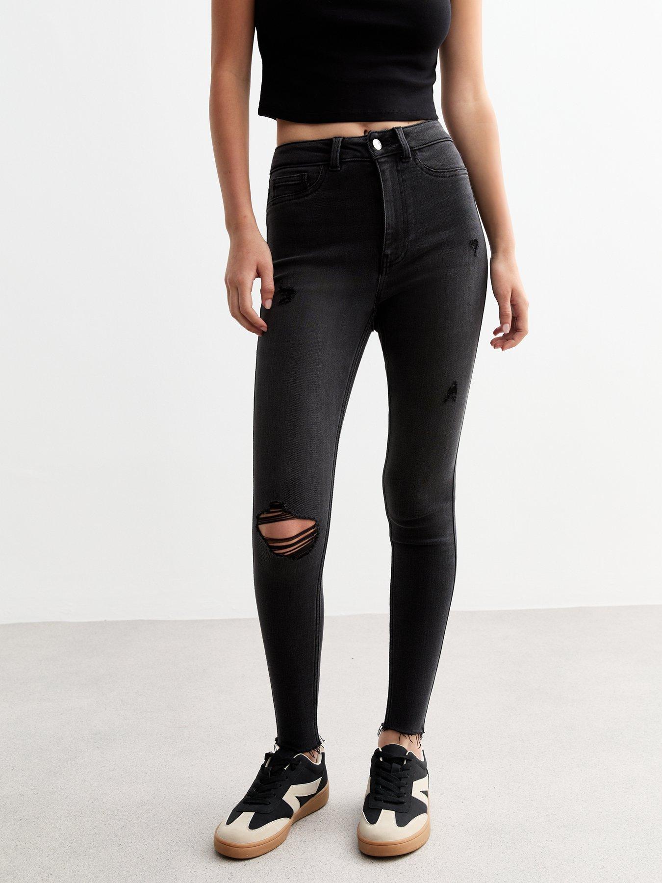 undefined Hallie Disco Ripped Super Skinny Jeans - Black