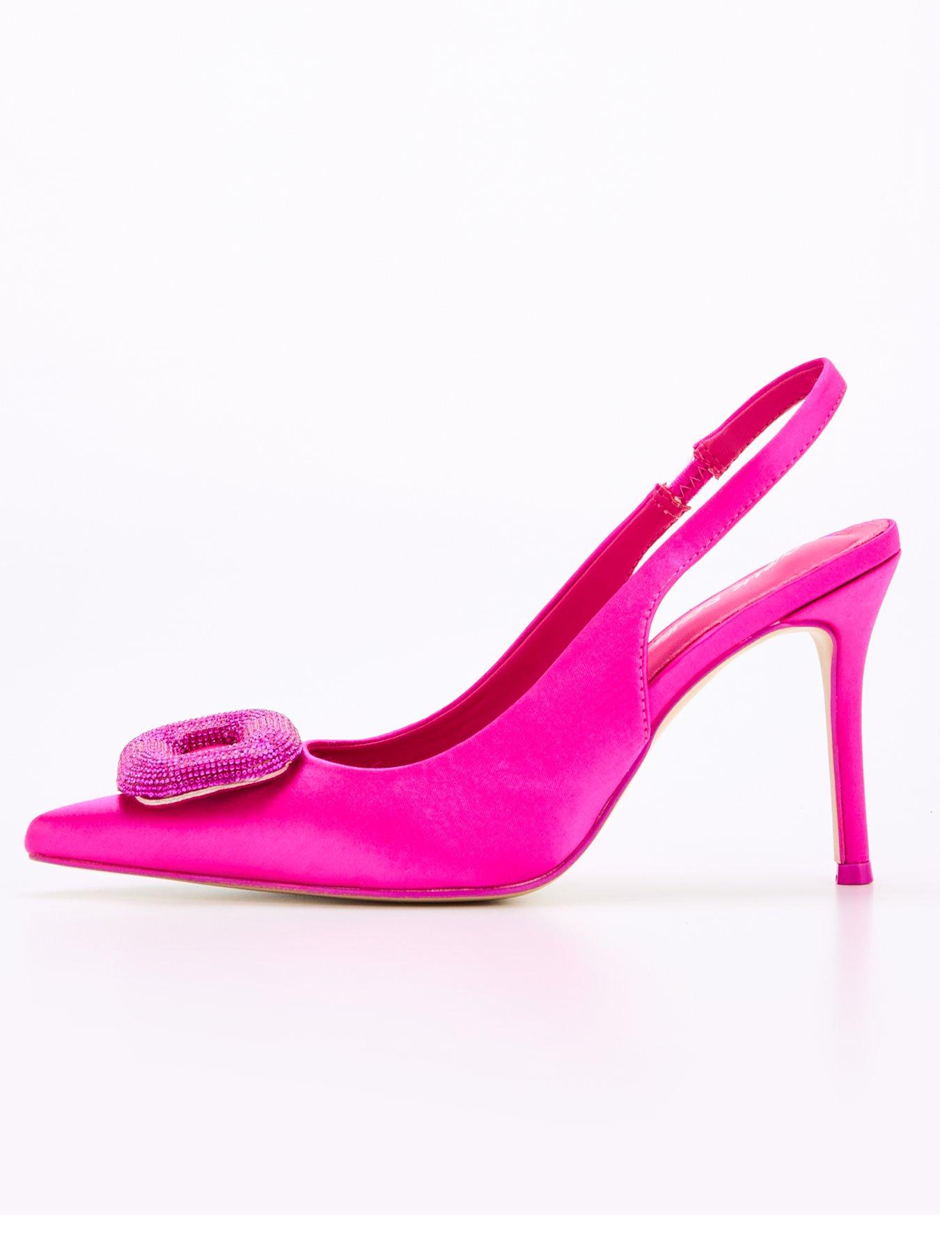 Public Desire Floss Satin Slingback Heel Shoes Pink