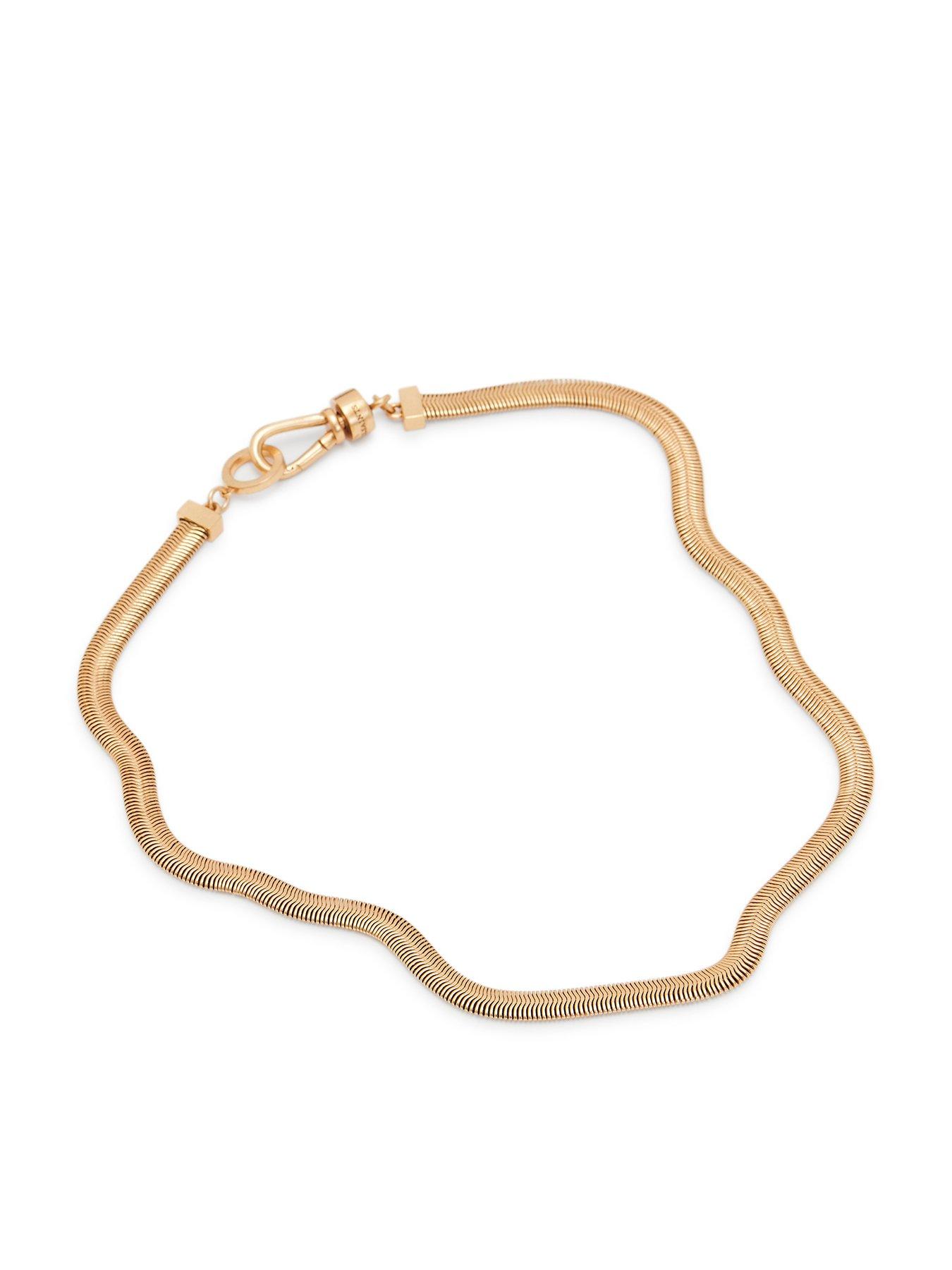 Product photograph of Allsaints Snake Chain Collar Necklace - Gold from very.co.uk