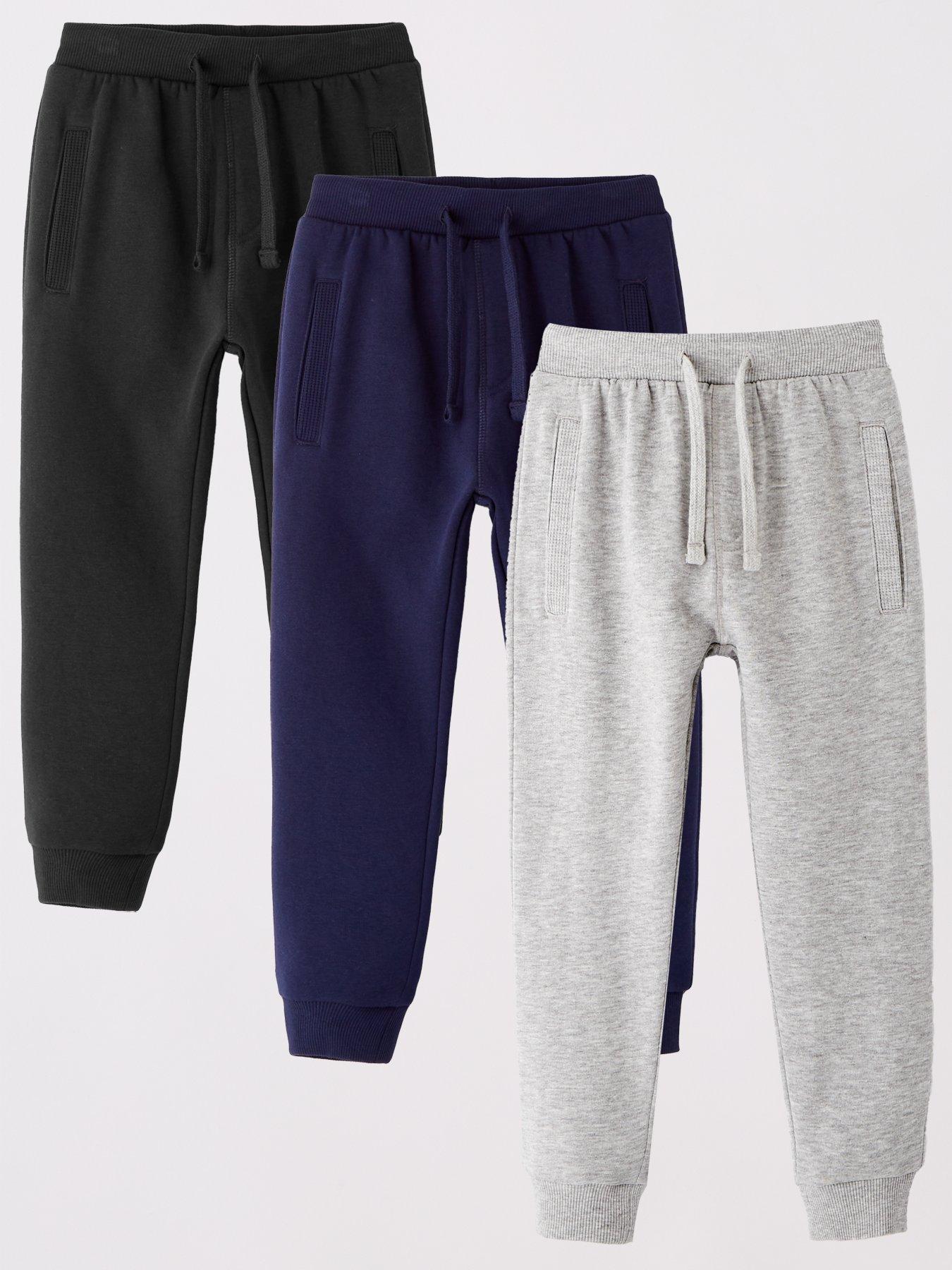 The Very Collection Boys 3 Pack Joggers - Black, Navy And Grey