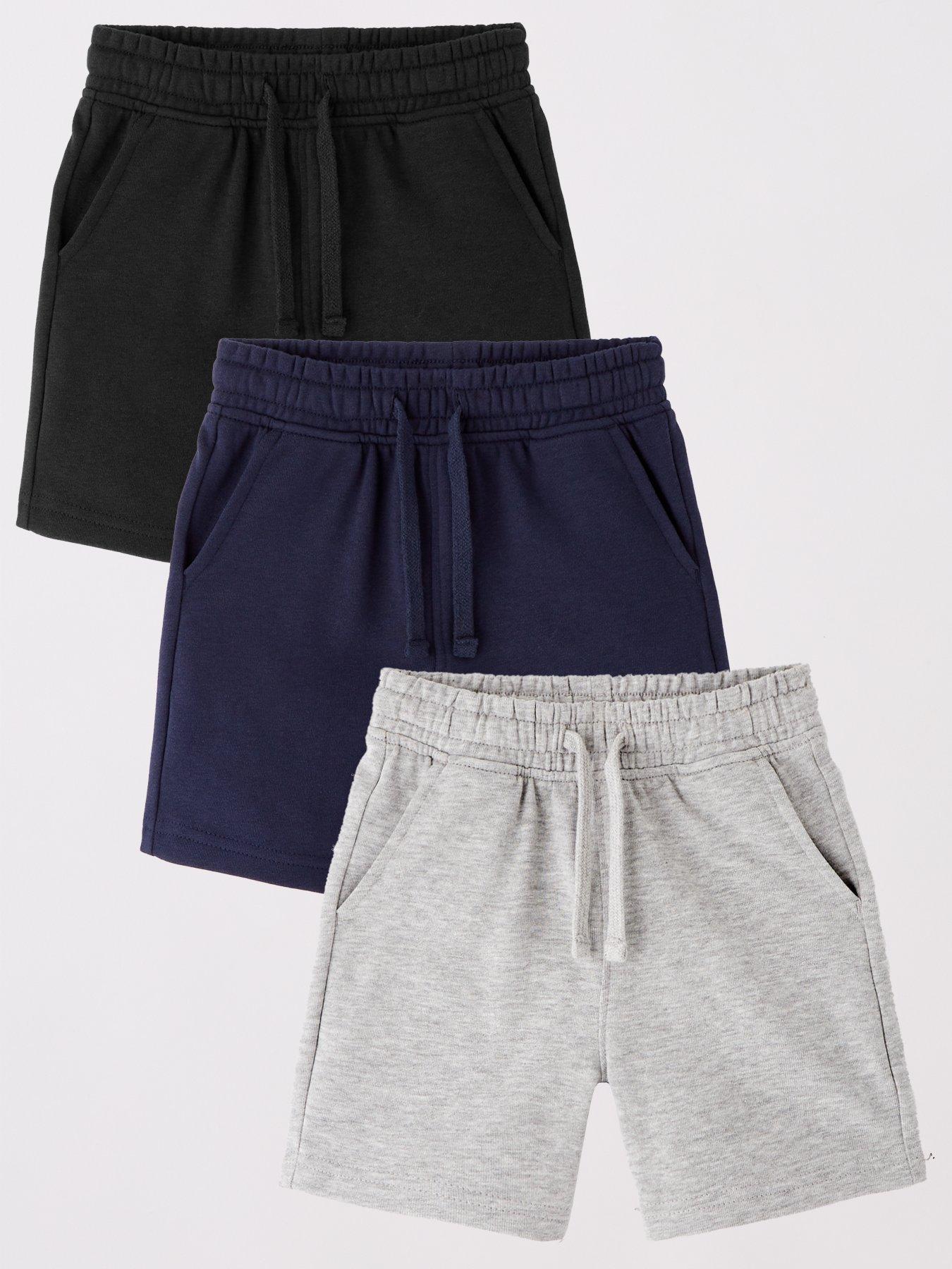 Image of Everyday Boys 3 Pack Sweat Shorts - Black, Navy And Grey
