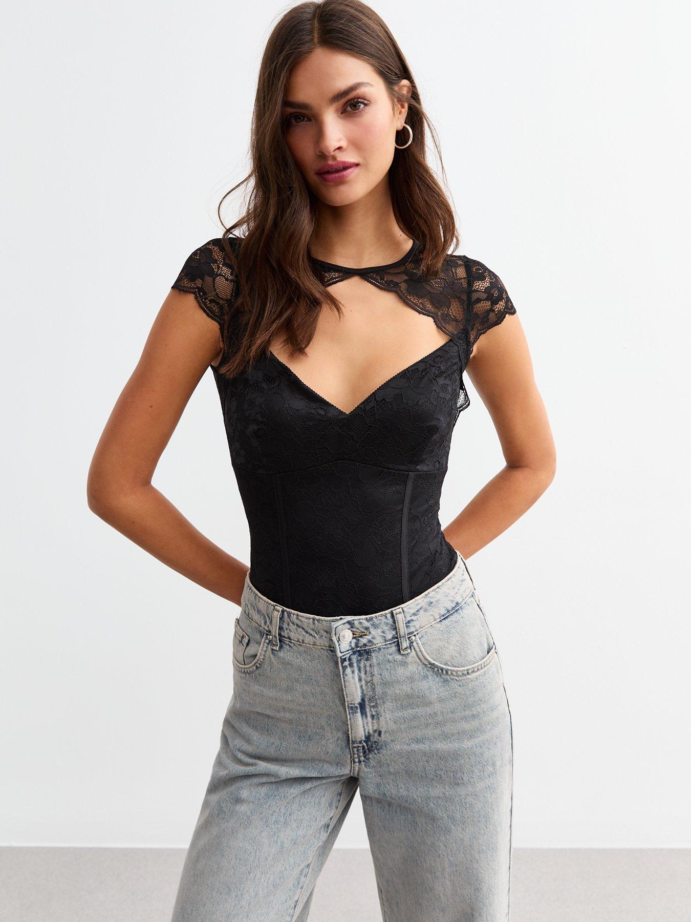 New look black lace bodysuit 2025
