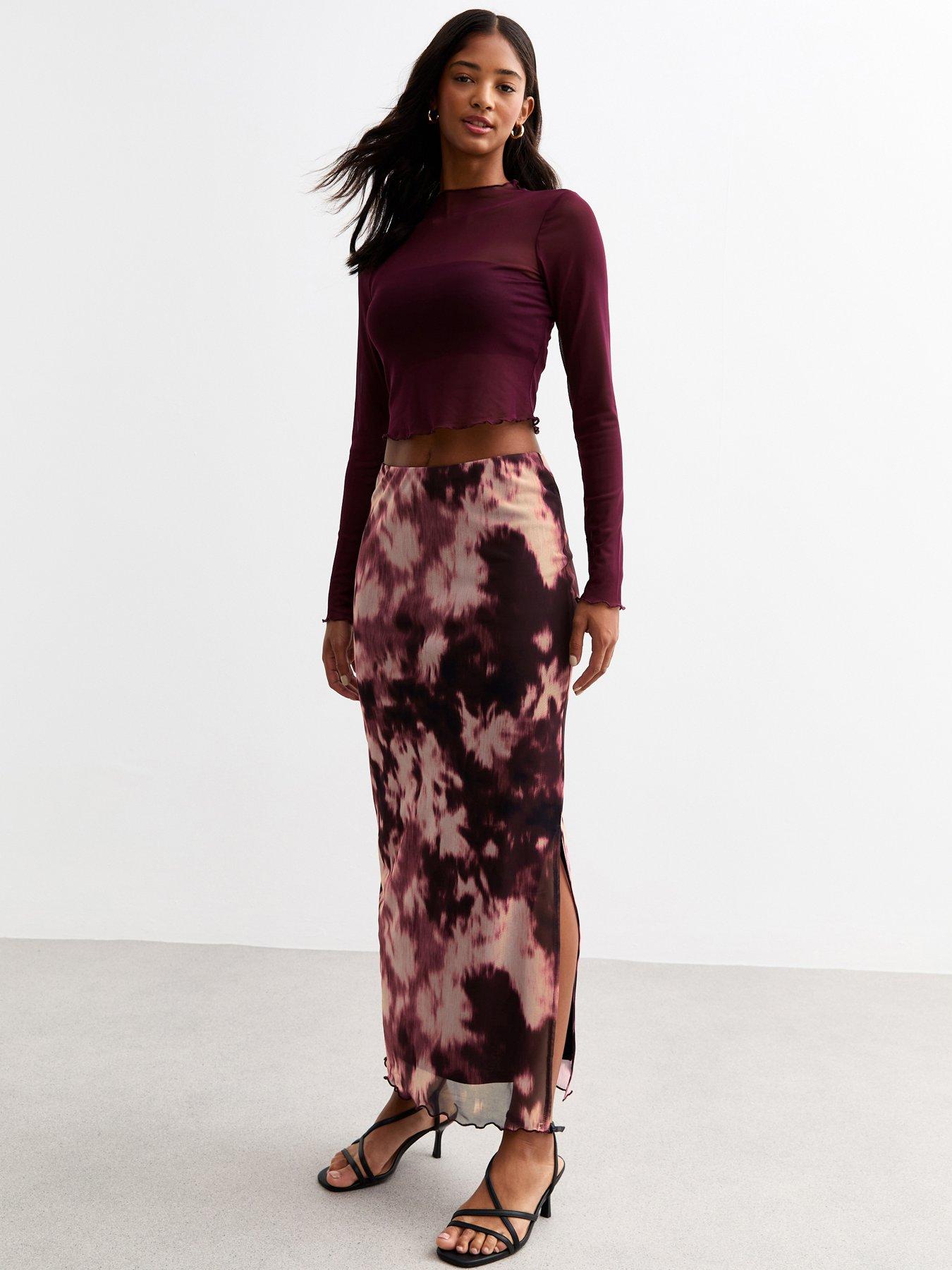 undefined Tie Dye Mesh Maxi Skirt - Pink