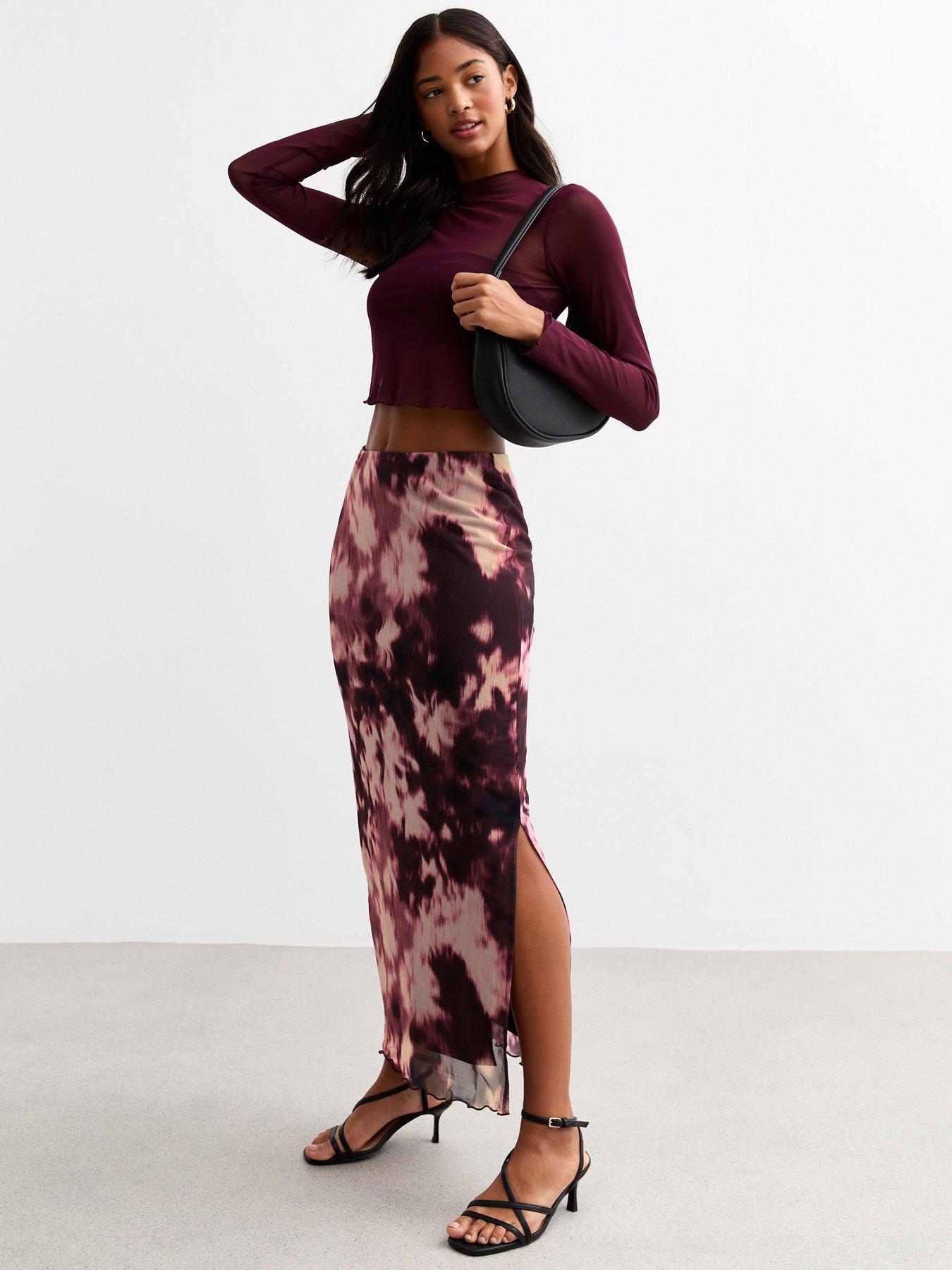 New Look Tie Dye Mesh Maxi Skirt Pink Very