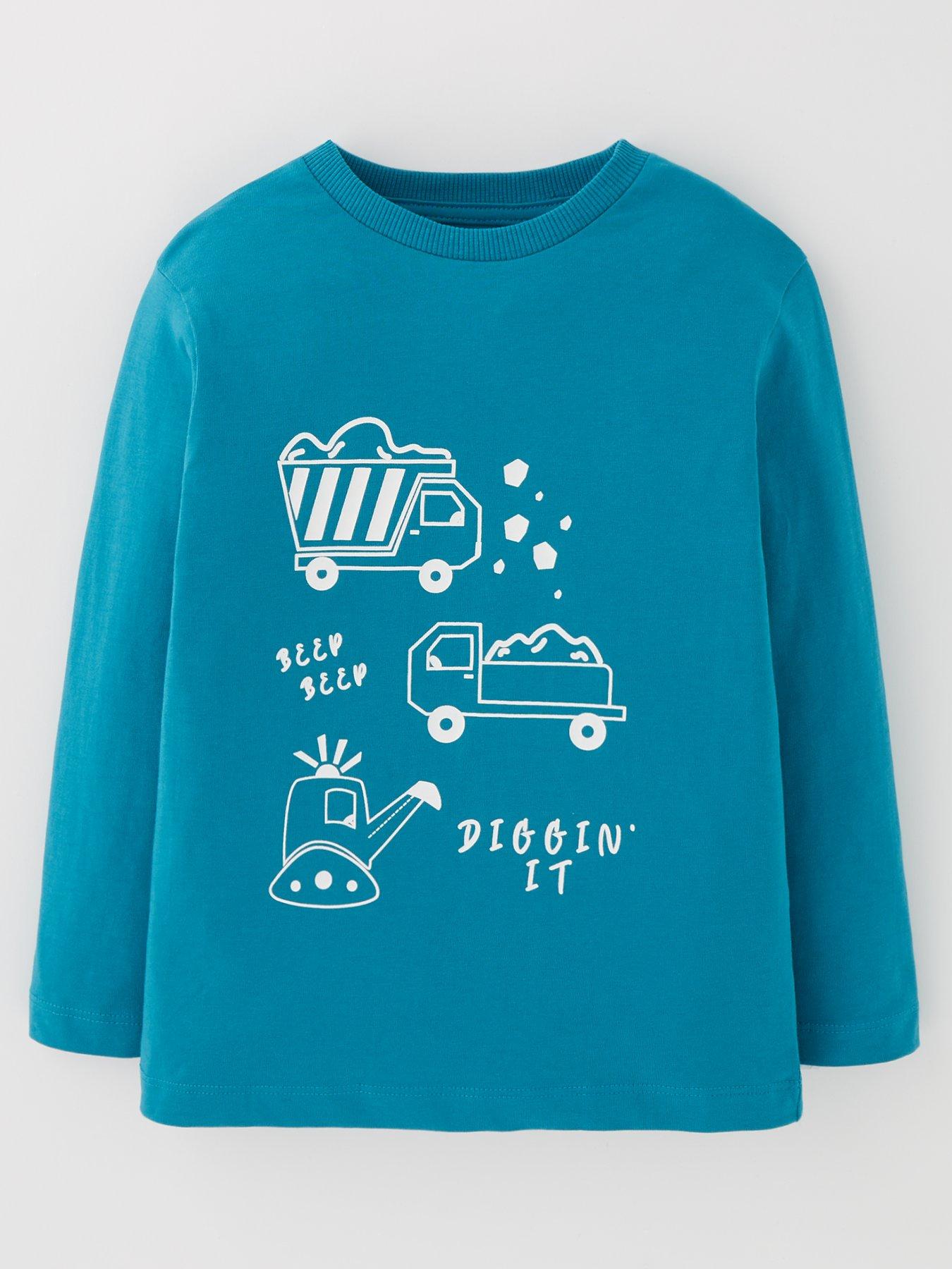 undefined Boys Transport Print Long Sleeve Blue T-Shirt - Green