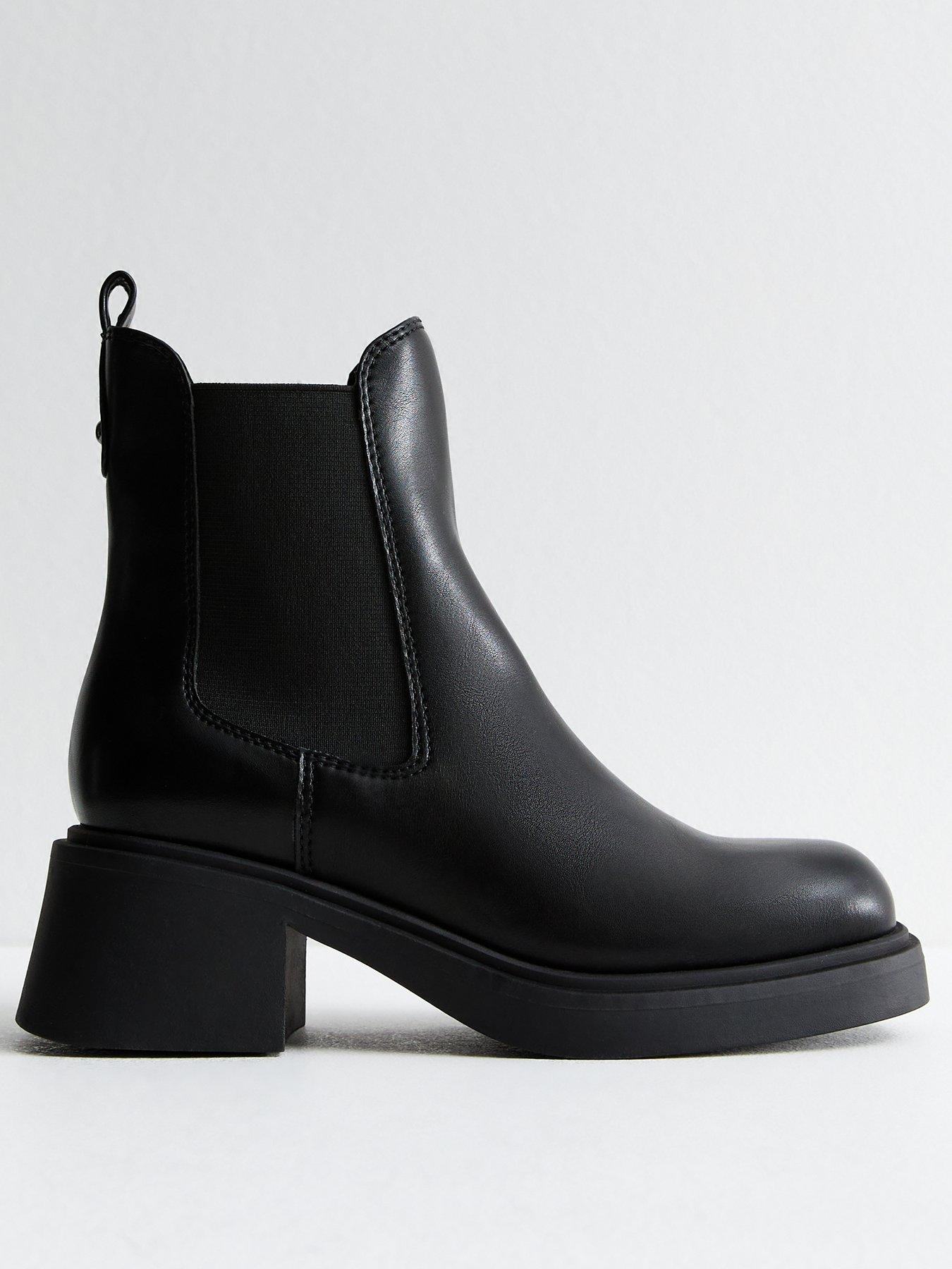 New look chunky black boots best sale