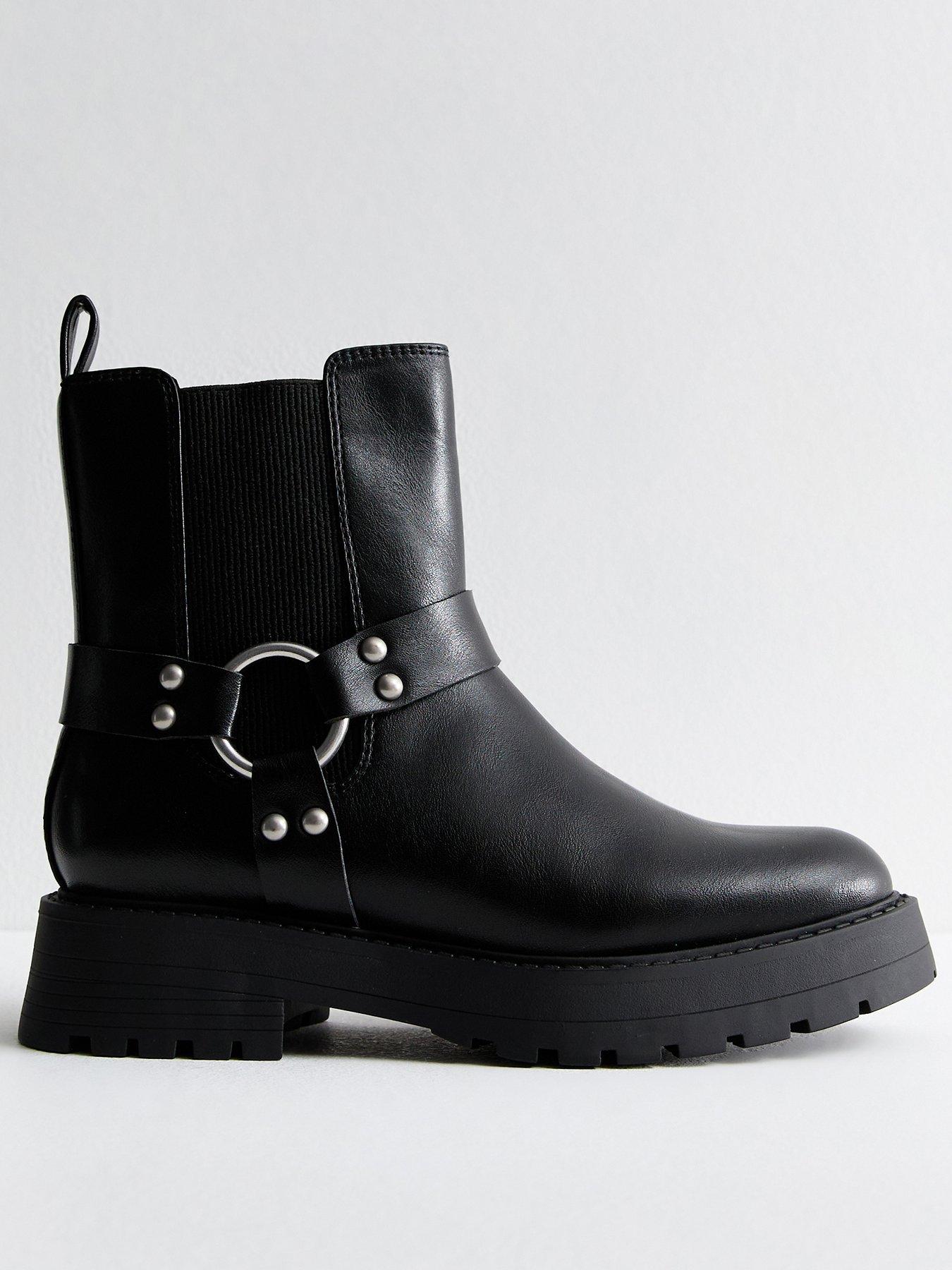 New Look Black Leather look Lace Up Ankle Boots Very