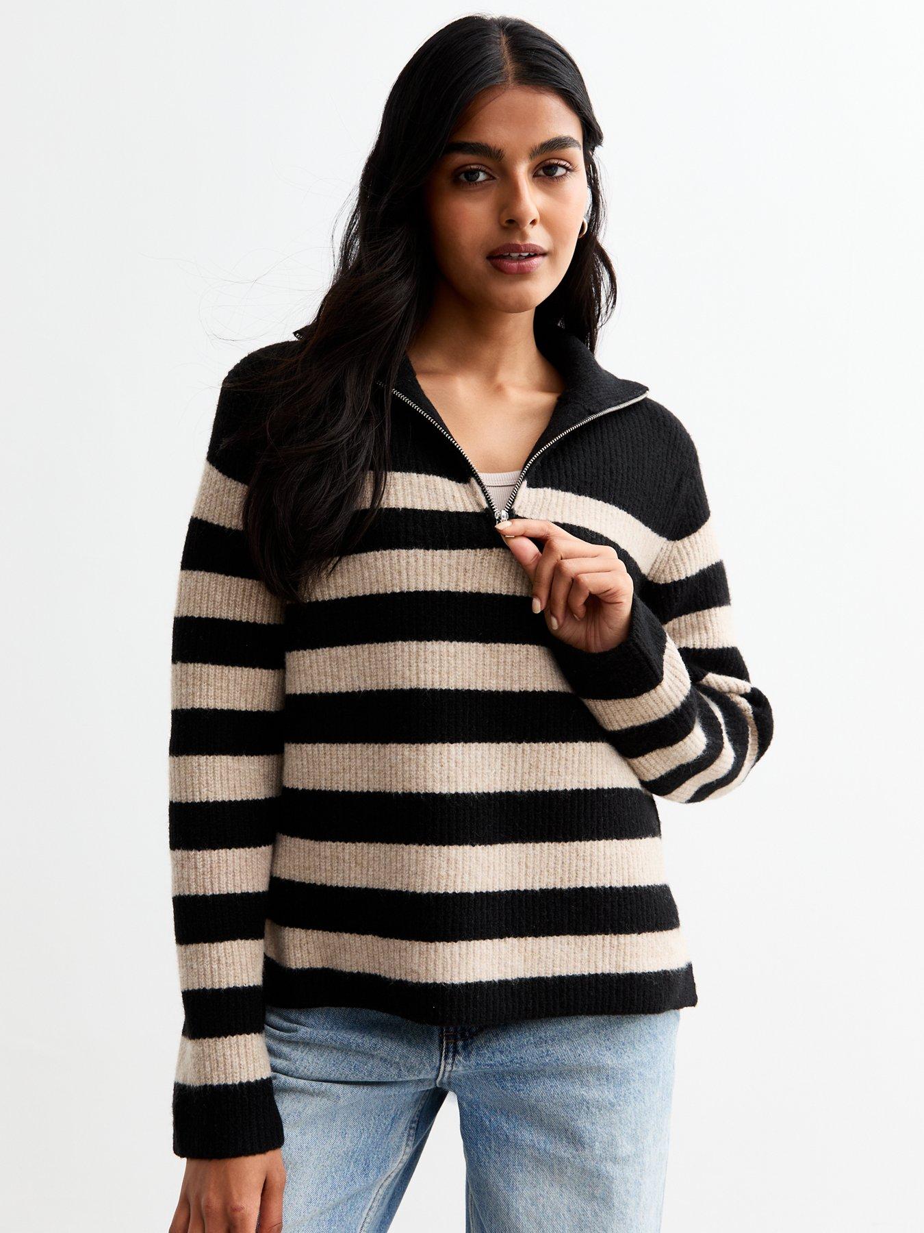 undefined Black Striped Half-Zip Jumper - Multi