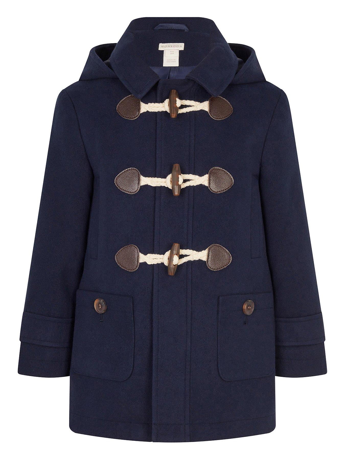Monsoon Boys Hooded Duffle Coat - Navy | Very.co.uk