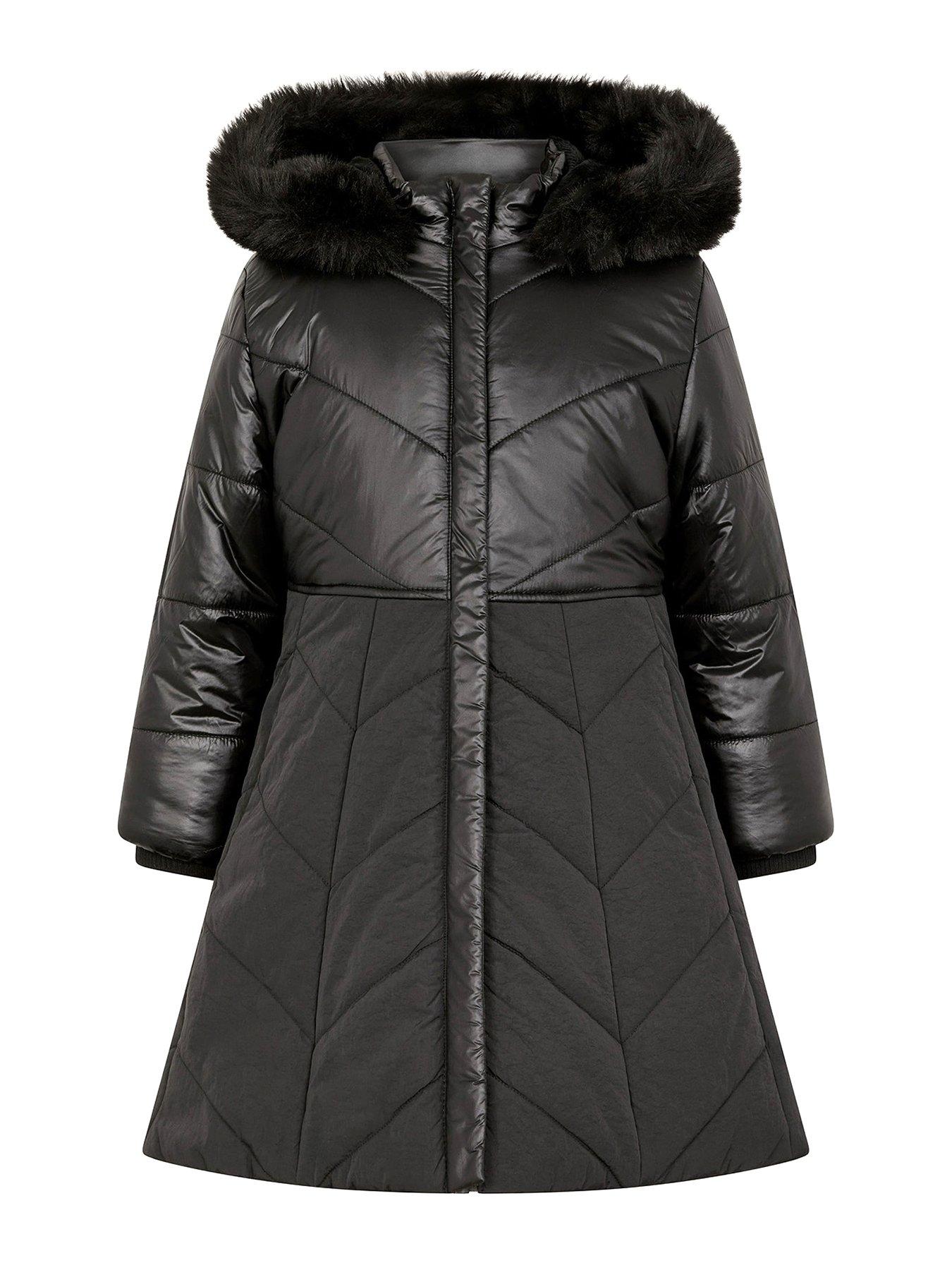 River island faux fur front high shine padded jacket on sale