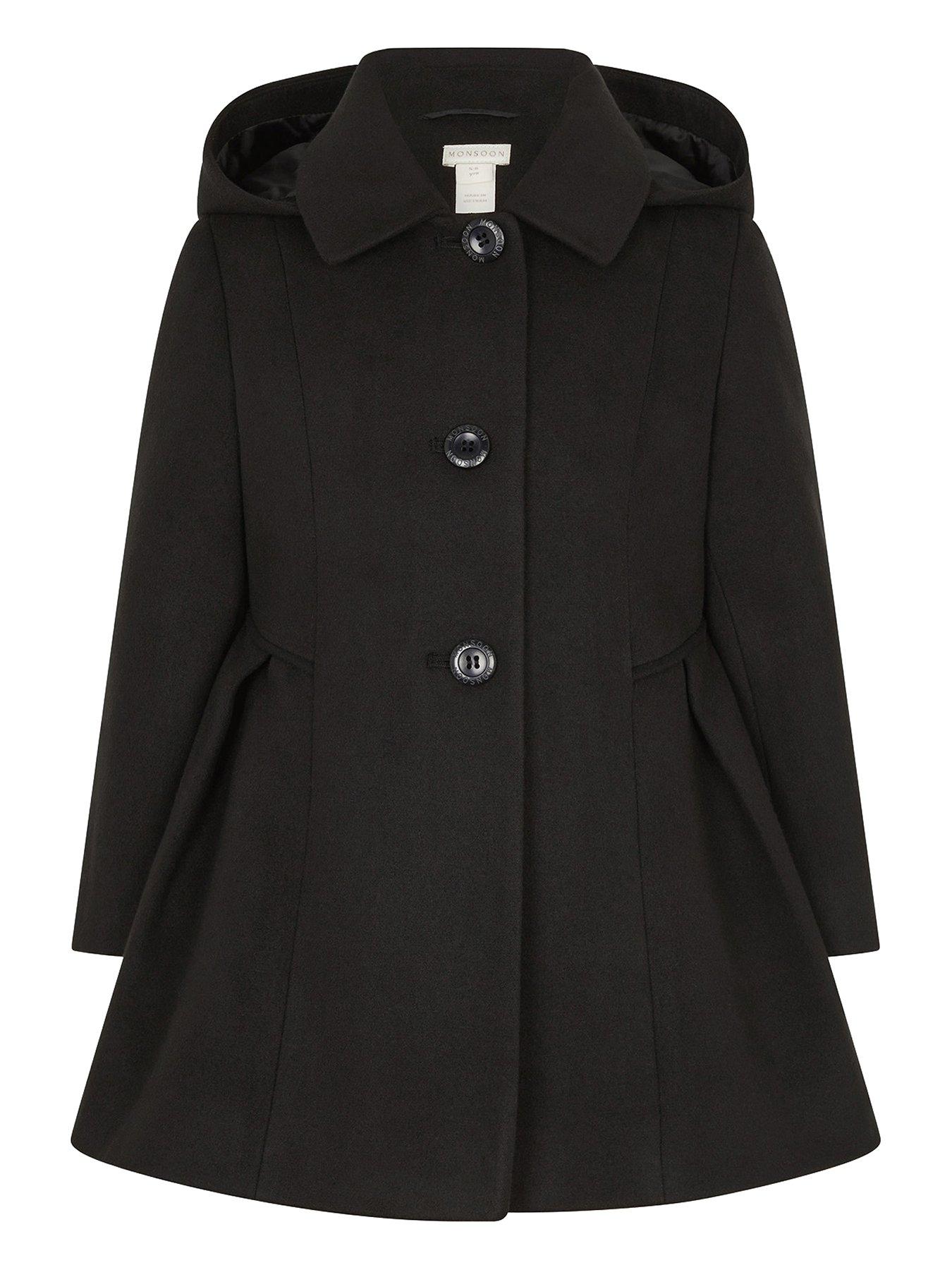 undefined Girls Pleated Skirt Coat - Black