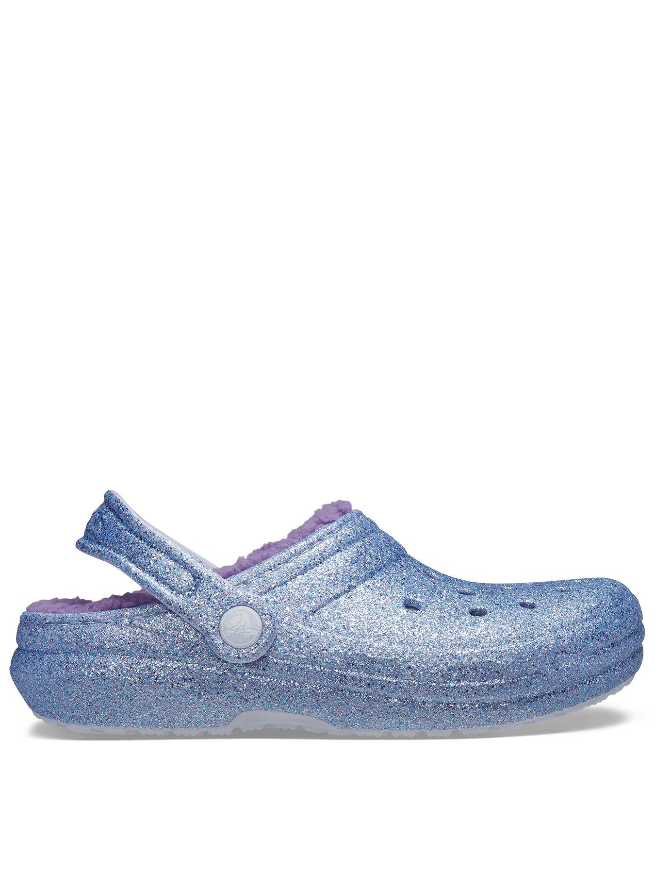 undefined Kids Classic Lined Glitter Clog - Purple