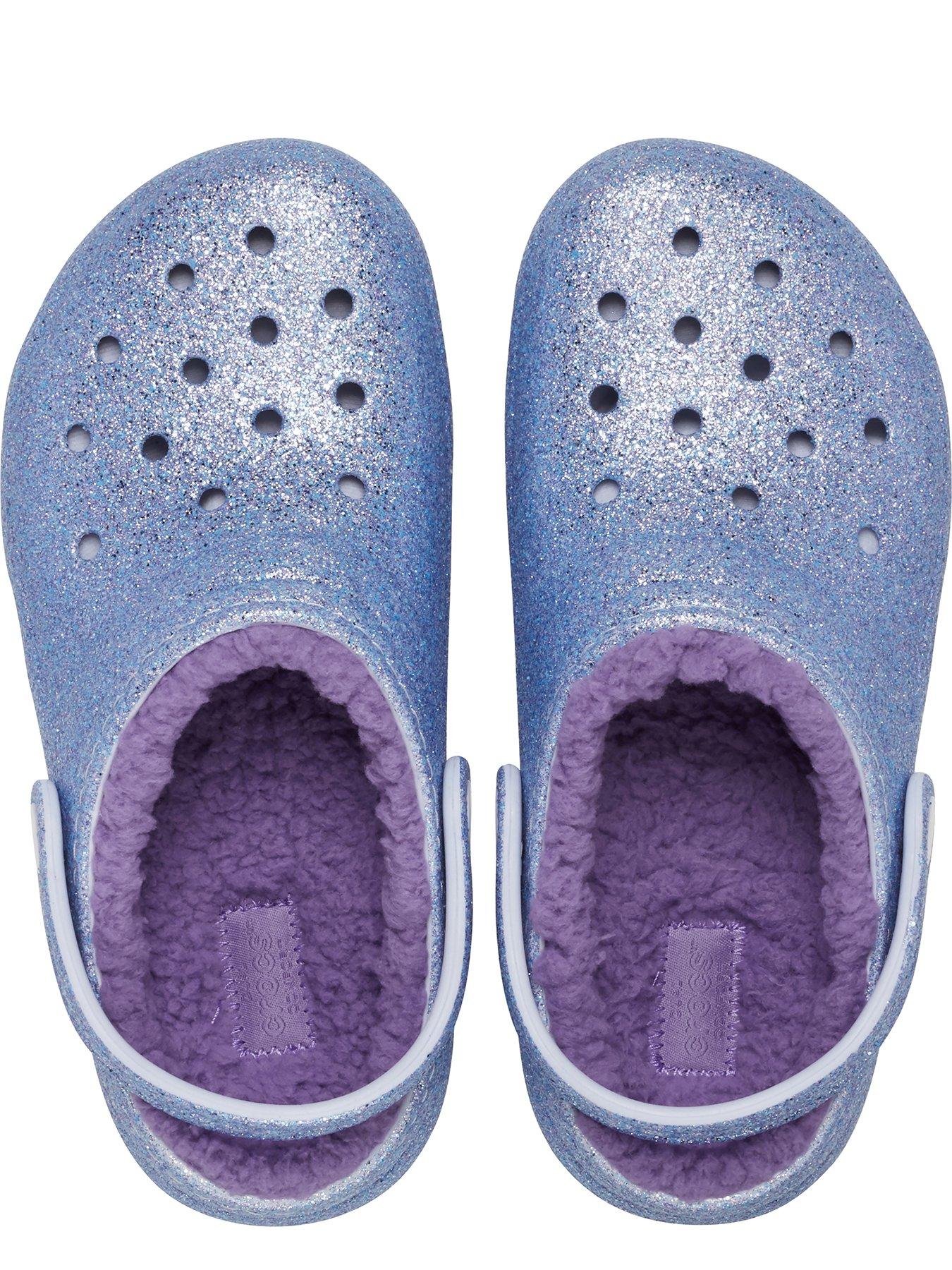 Crocs Kids Classic Lined Glitter Clog Purple Very