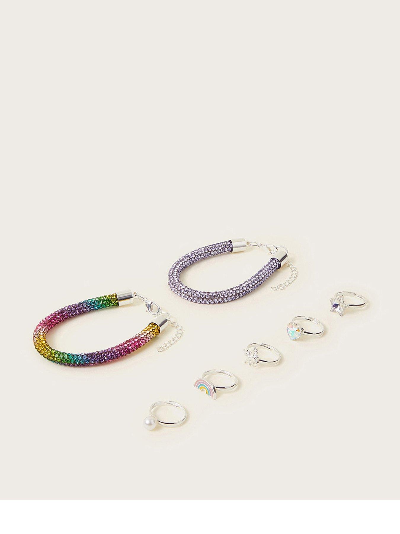 Product photograph of Monsoon Girls Rainbow Dazzle Bracelets - Multi from very.co.uk