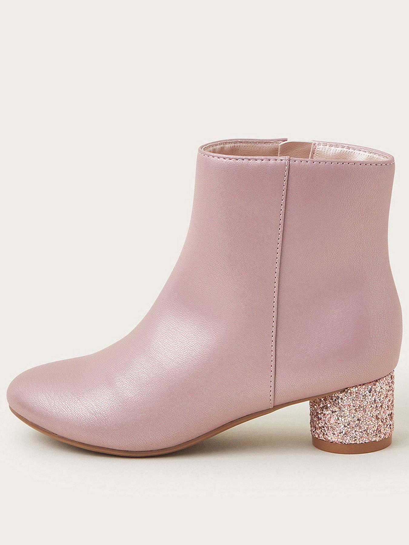 Monsoon Girls Shimmer Heel Boots Pink Very