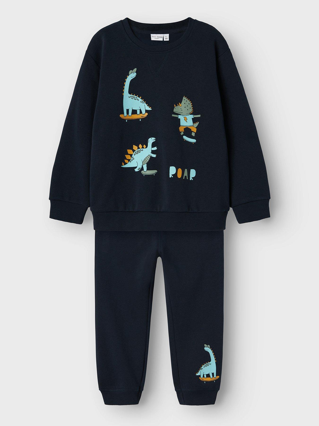undefined Mini Boys 2 Piece Dino Sweat Set - Dark Sapphire