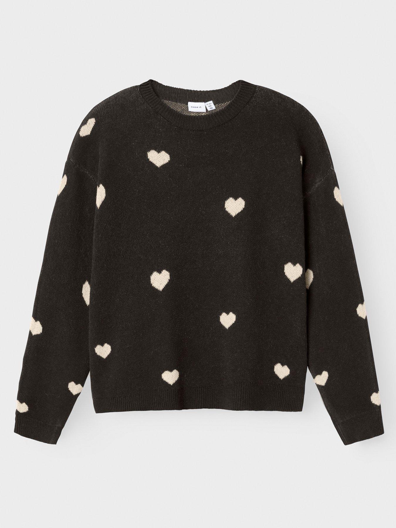 Name It Girls Heart Knitted Jumper Black Very