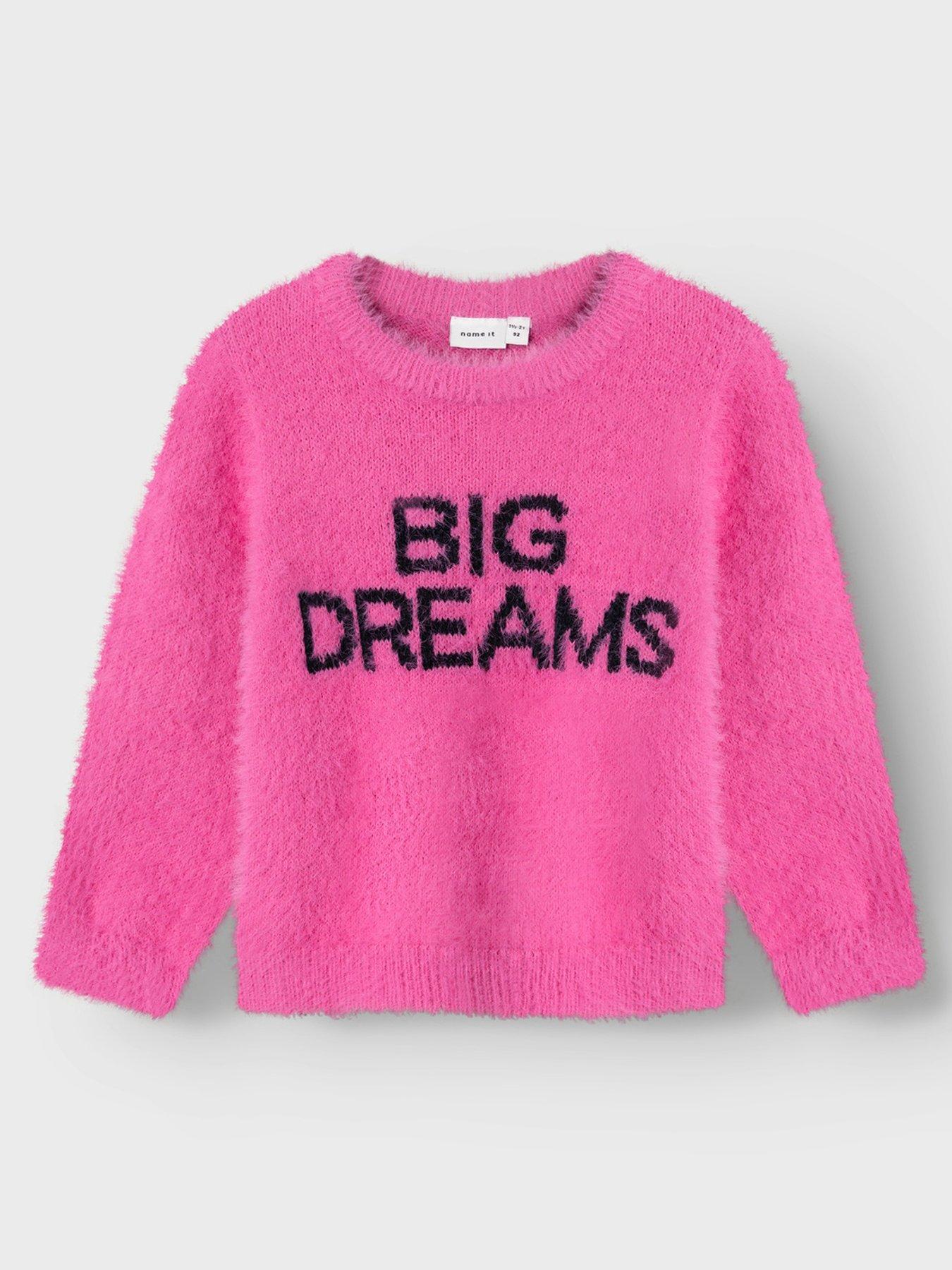 Mini Girls Big Dreams Fluffy Knitted Jumper Phlox Pink
