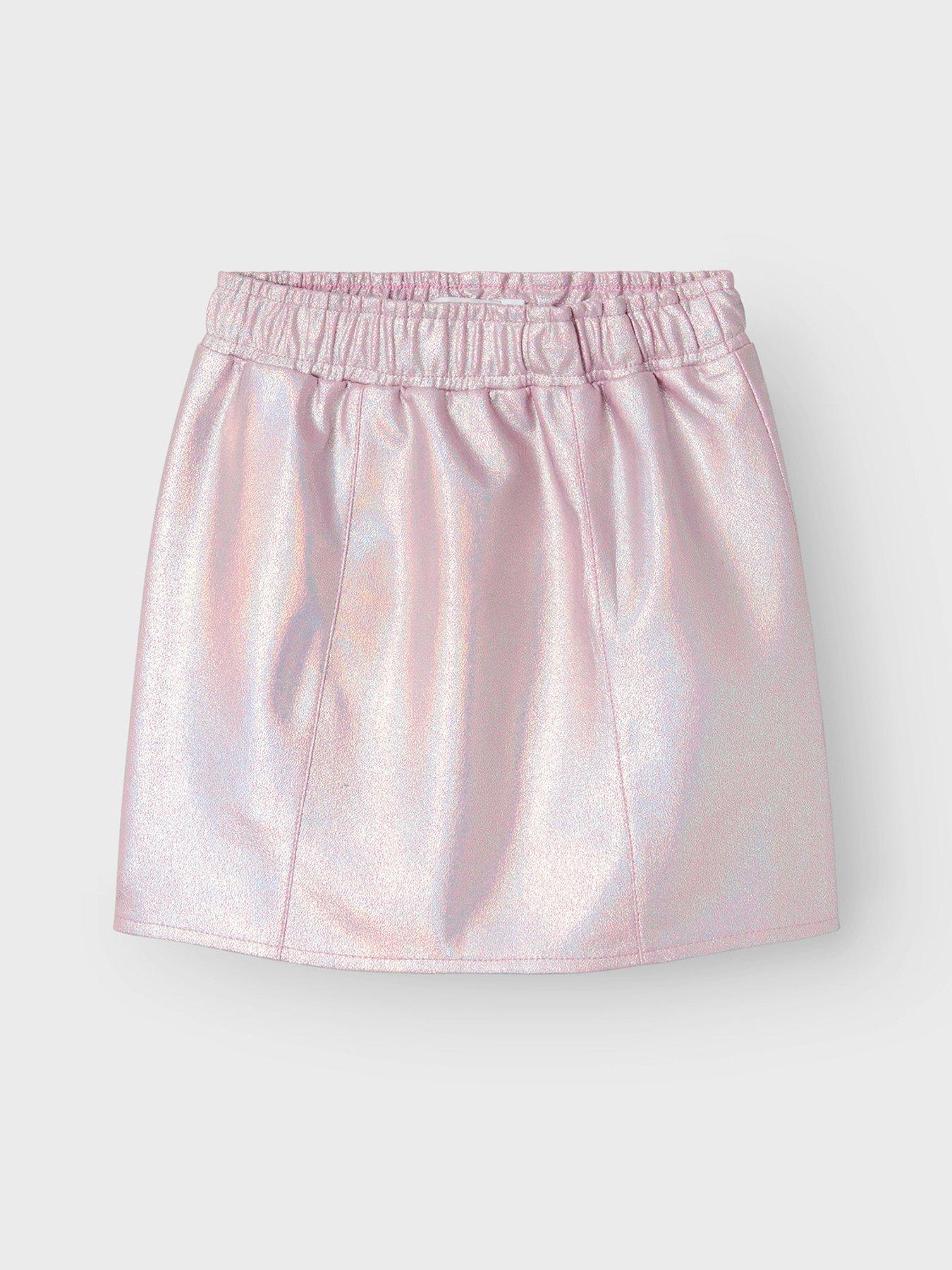 Girls Metallic Skirt Corsage Pink