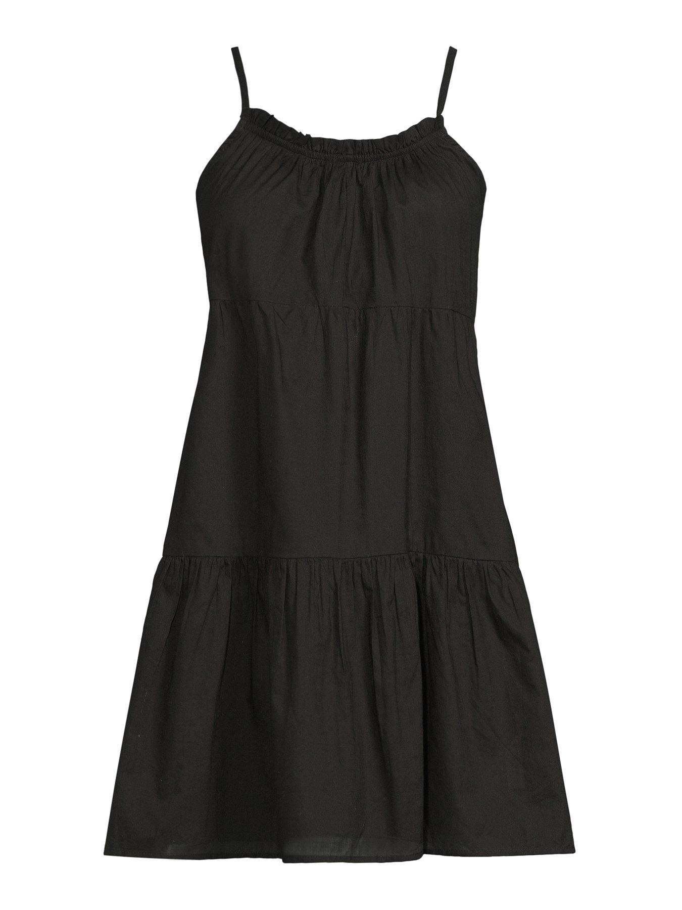 Image 7 of 7 of The Very Collection Tiered Strappy Cotton Beach Dress - Black