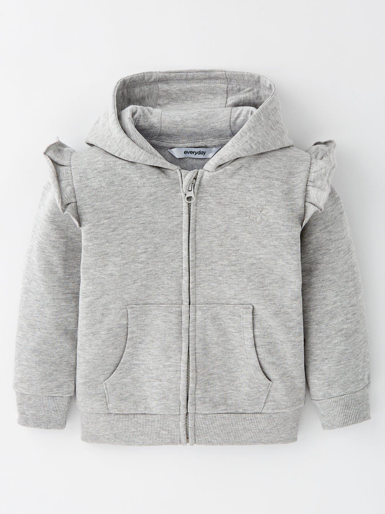 Everyday Girls Zip Through Frill Hoodie - Grey | Very
