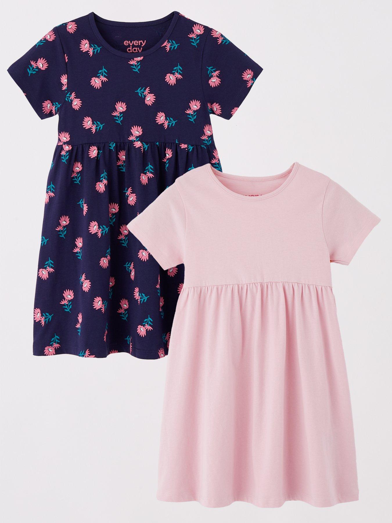 undefined Girls 2 Pack Floral Single Jersey Dress