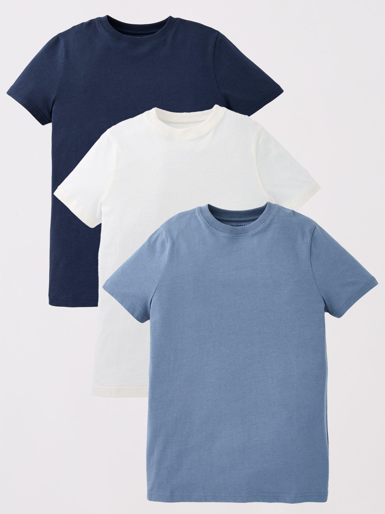 The Very Collection Boys 3 Pack Solid Short Sleeve T-Shirt - Blue