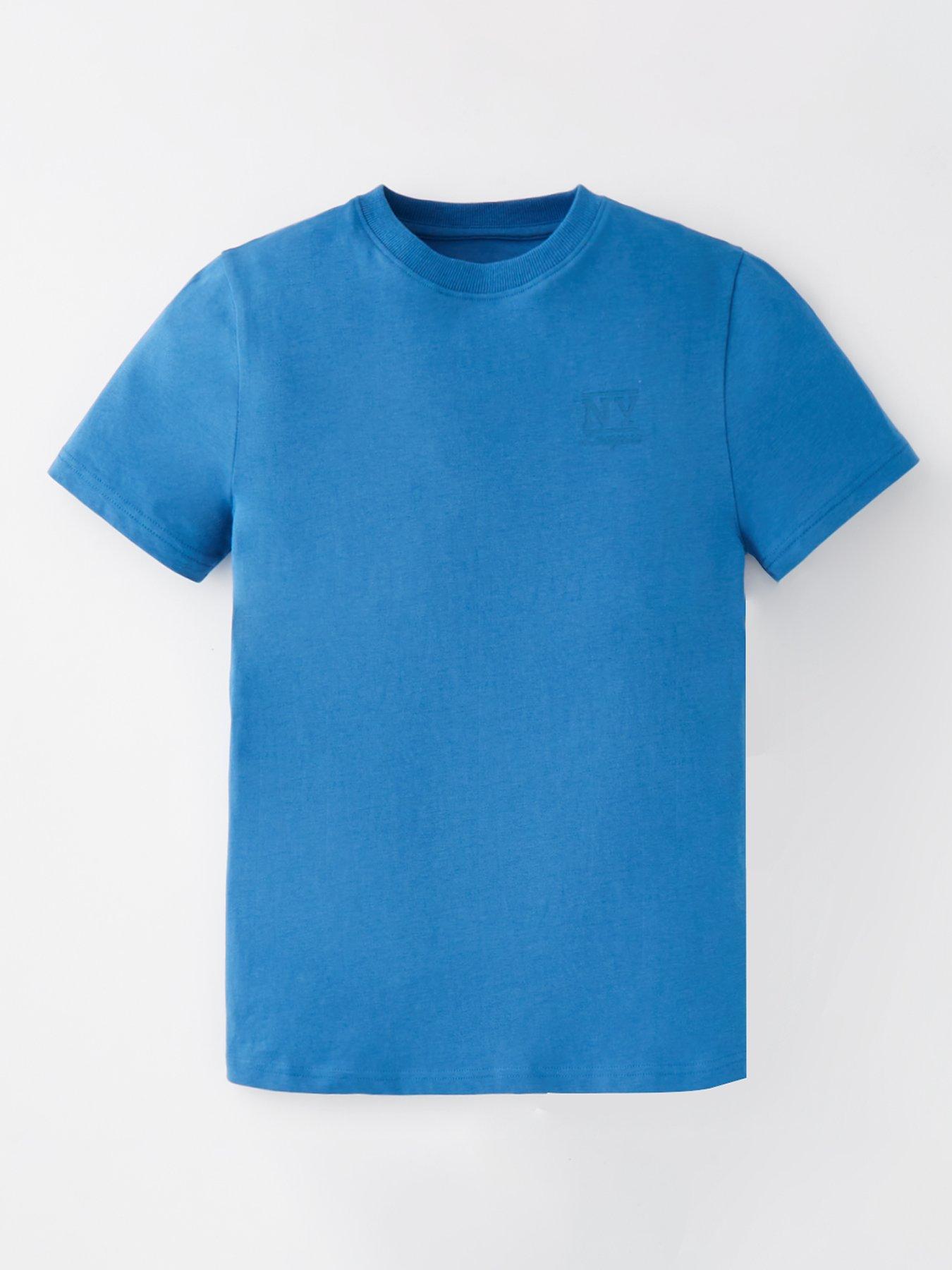 undefined Boys Chest Embroidery Short Sleeve T-Shirt - Blue