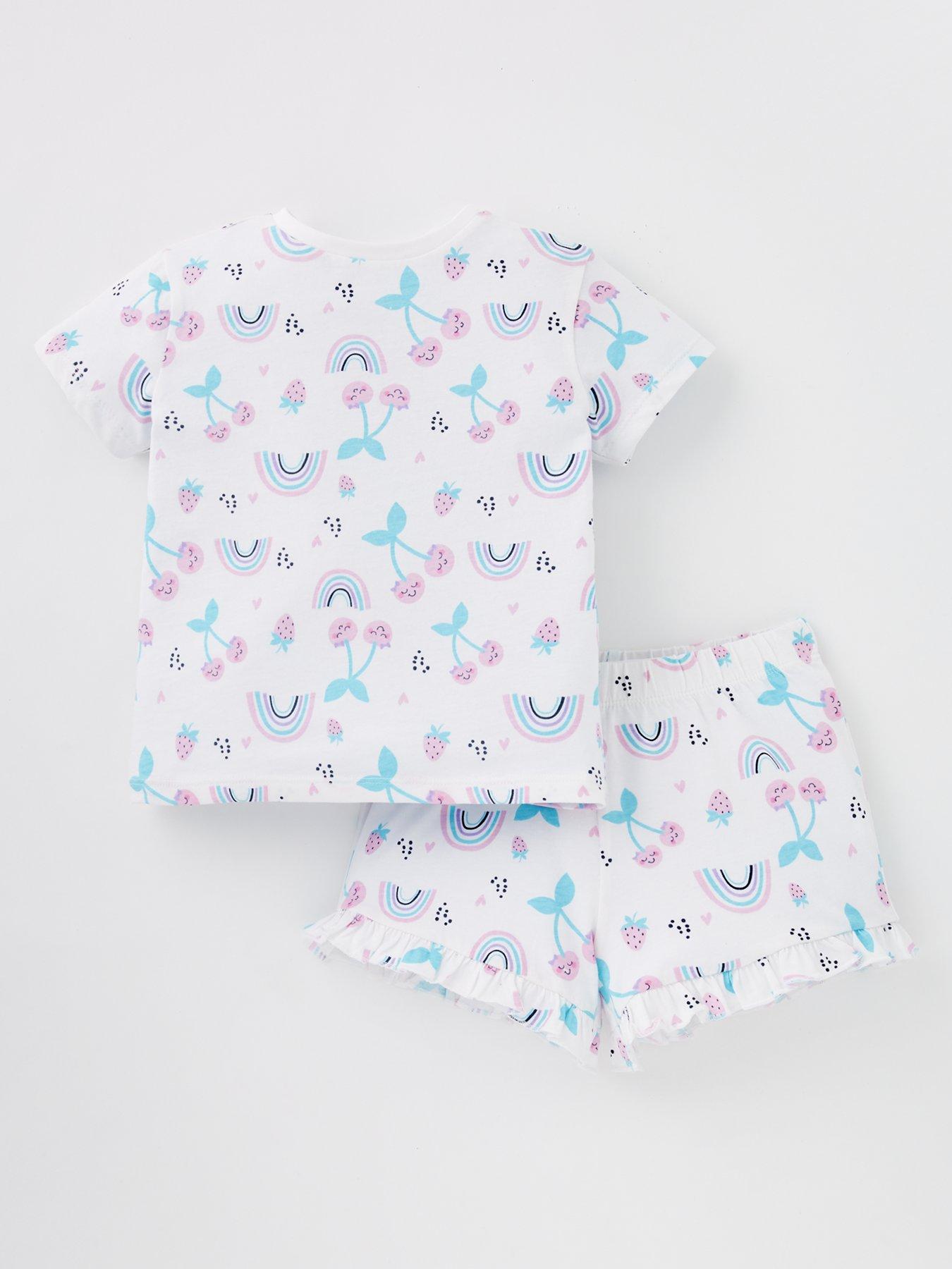 Image 1 of 4 of Everyday Girls Fruit And Rainbow Print Short Pyjama Set - Multi
