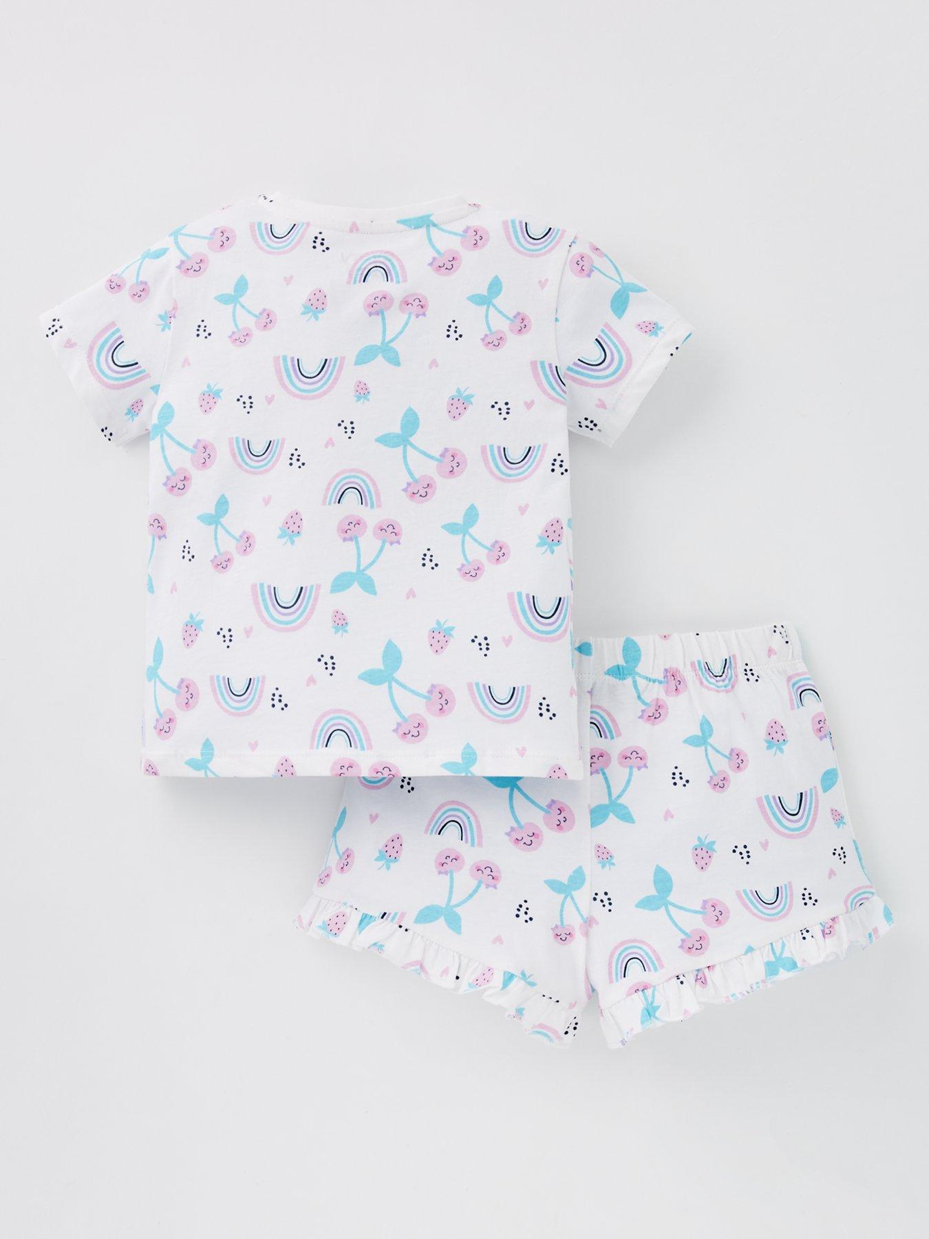 Image 2 of 4 of Everyday Girls Fruit And Rainbow Print Short Pyjama Set - Multi