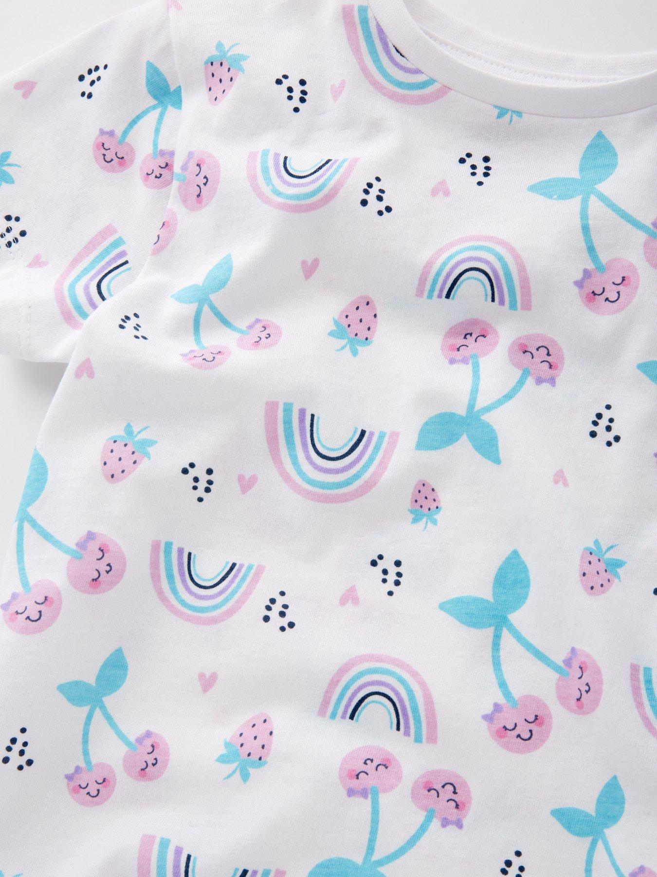 Image 3 of 4 of Everyday Girls Fruit And Rainbow Print Short Pyjama Set - Multi