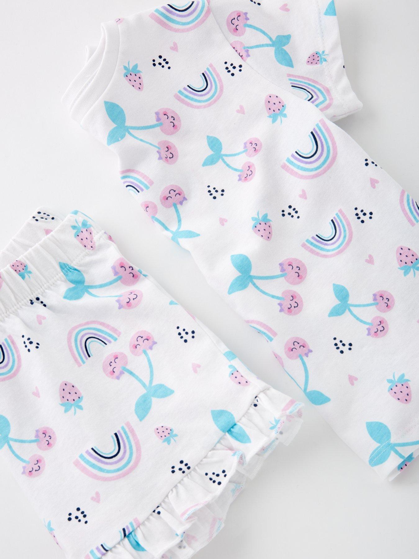 Image 4 of 4 of Everyday Girls Fruit And Rainbow Print Short Pyjama Set - Multi