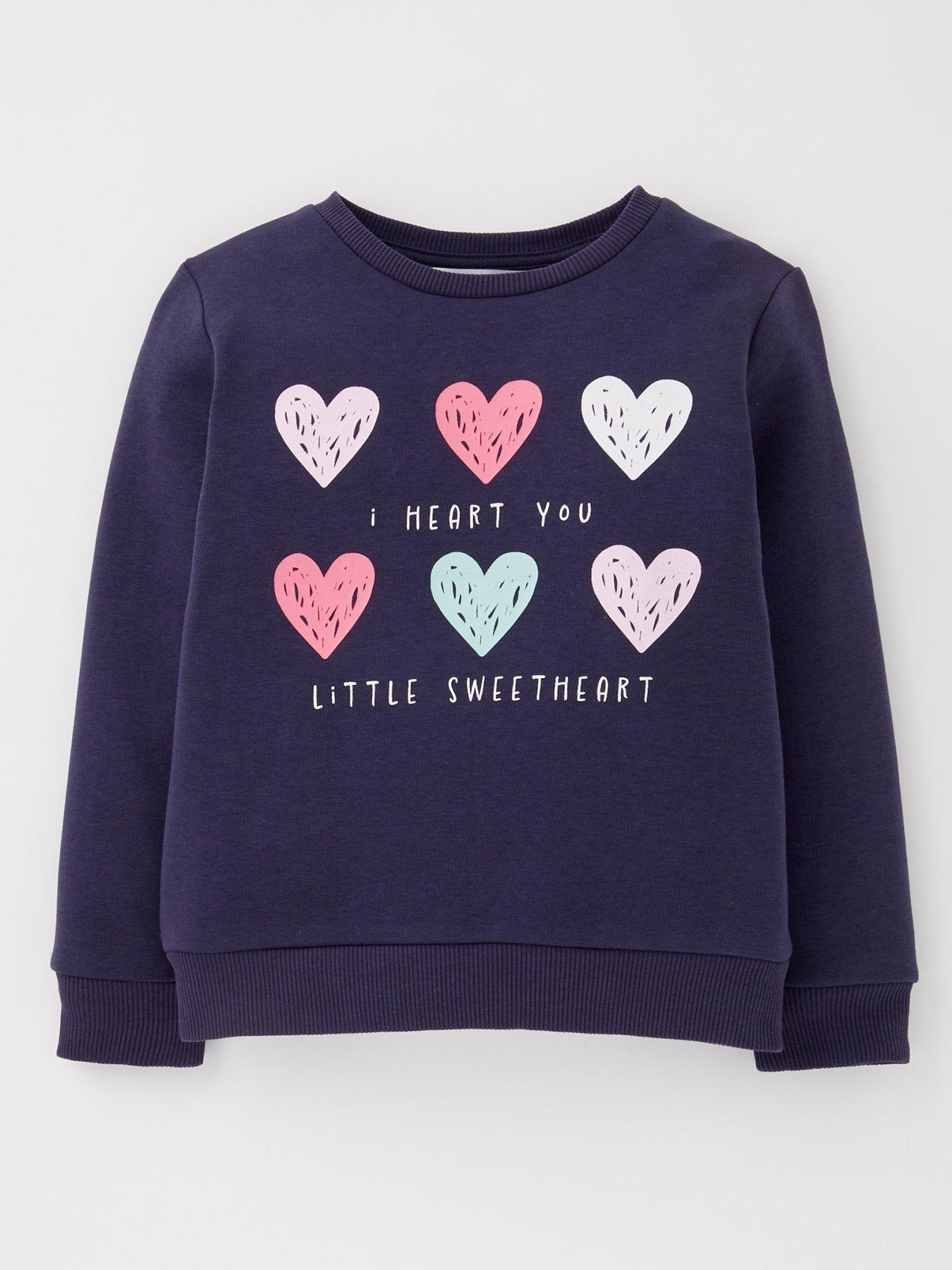 undefined Girls Heart Sweatshirt - Navy