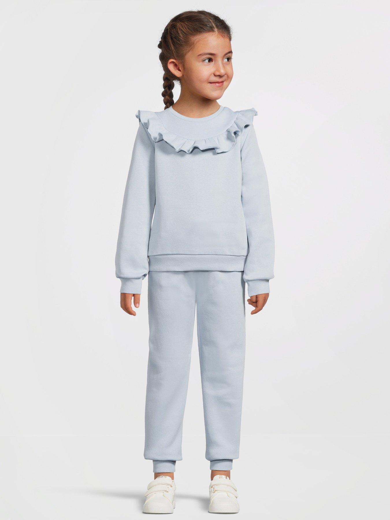 undefined Girls Frill Jog Set - Blue