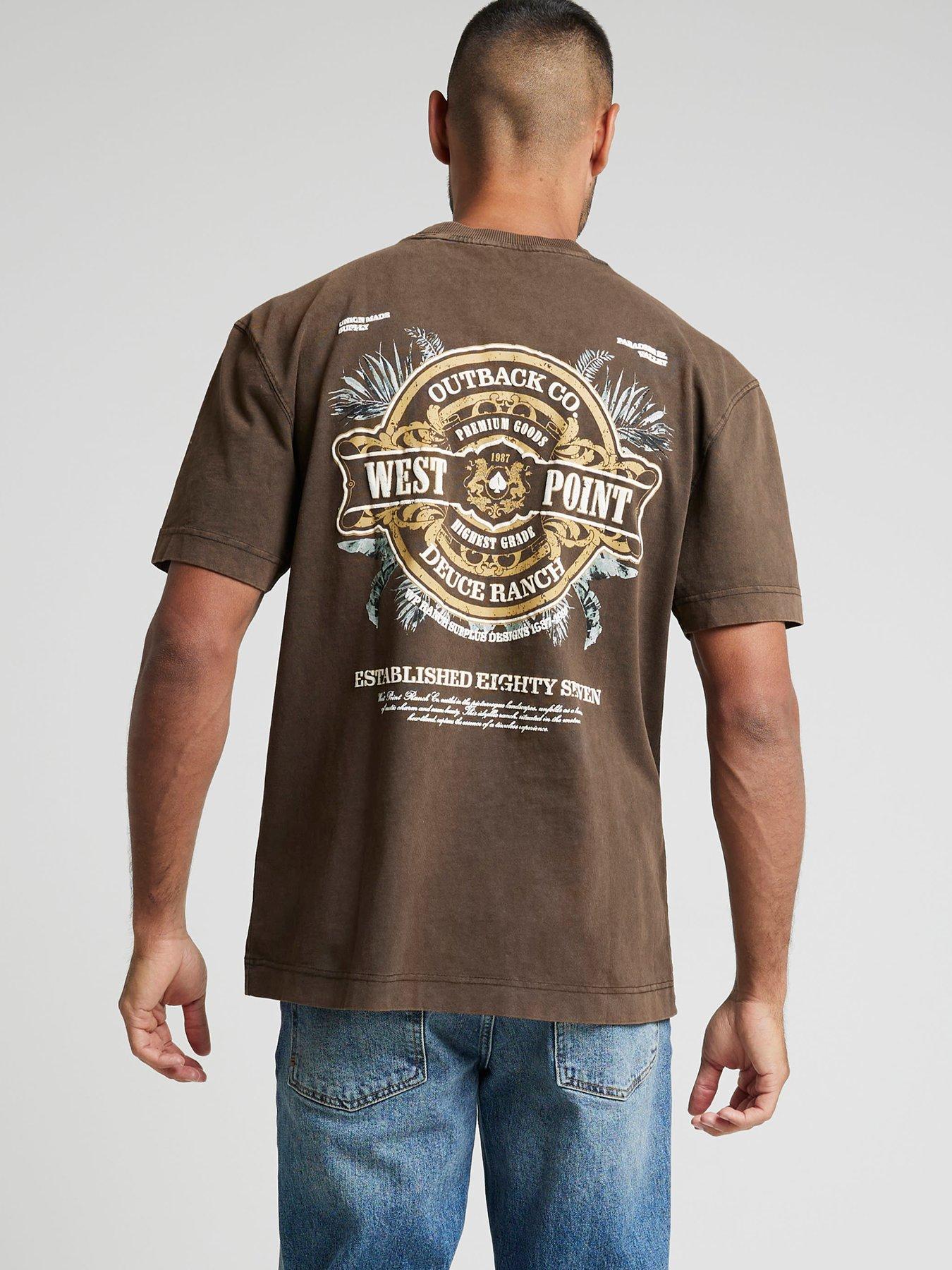 Image 2 of 6 of River Island Short Sleeved Regular West Point T-shirt - Brown
