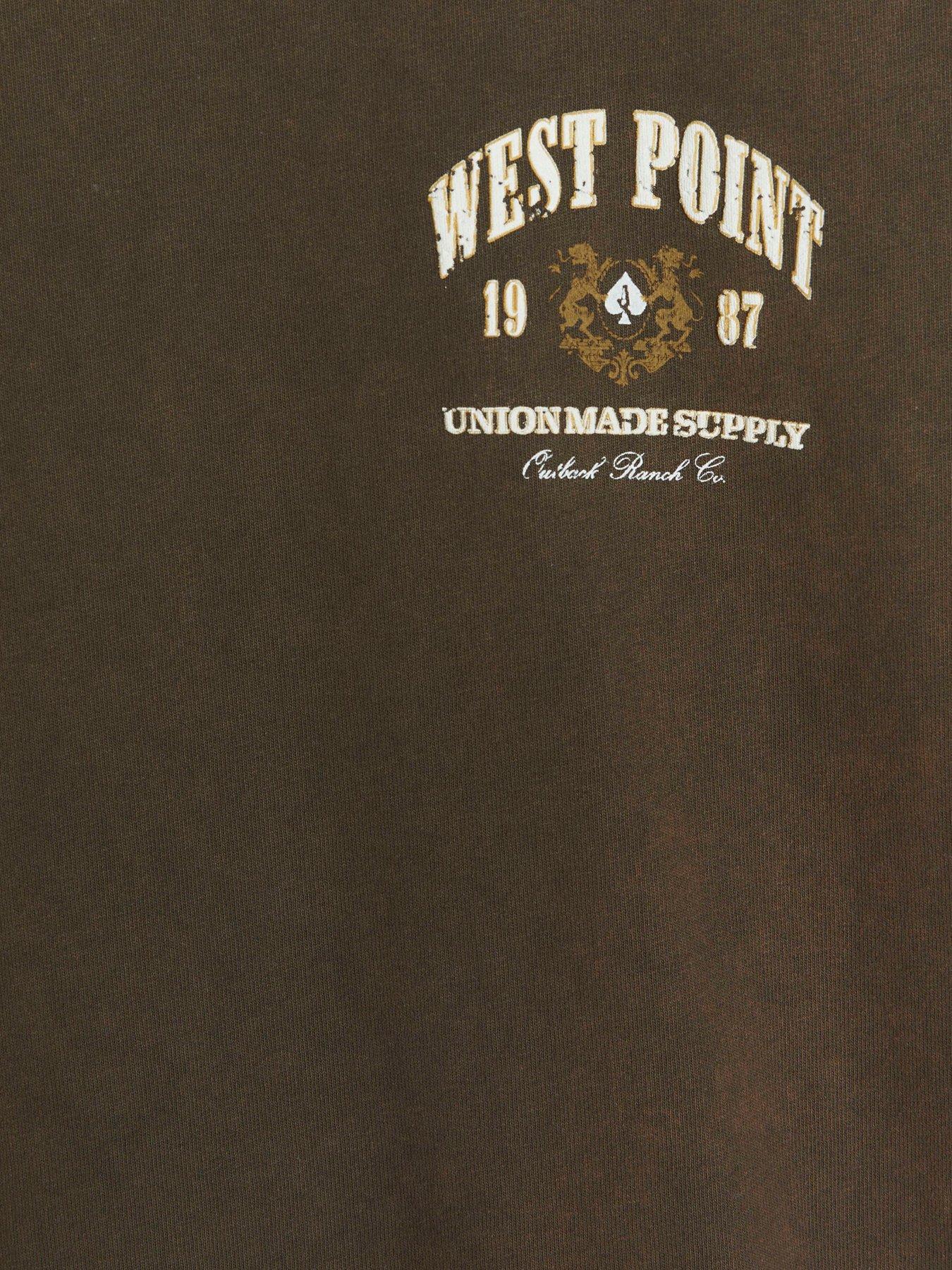 Image 6 of 6 of River Island Short Sleeved Regular West Point T-shirt - Brown