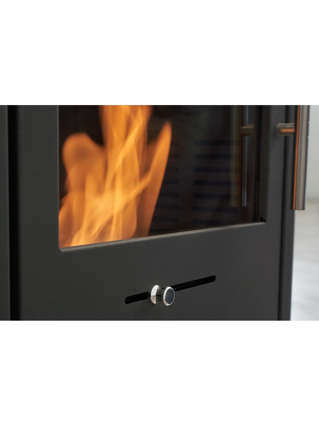 Image 3 of 7 of undefined OKO S1 Bio Ethanol Stove with Log Storage in Charcoal Grey & Angled Stove Pipe