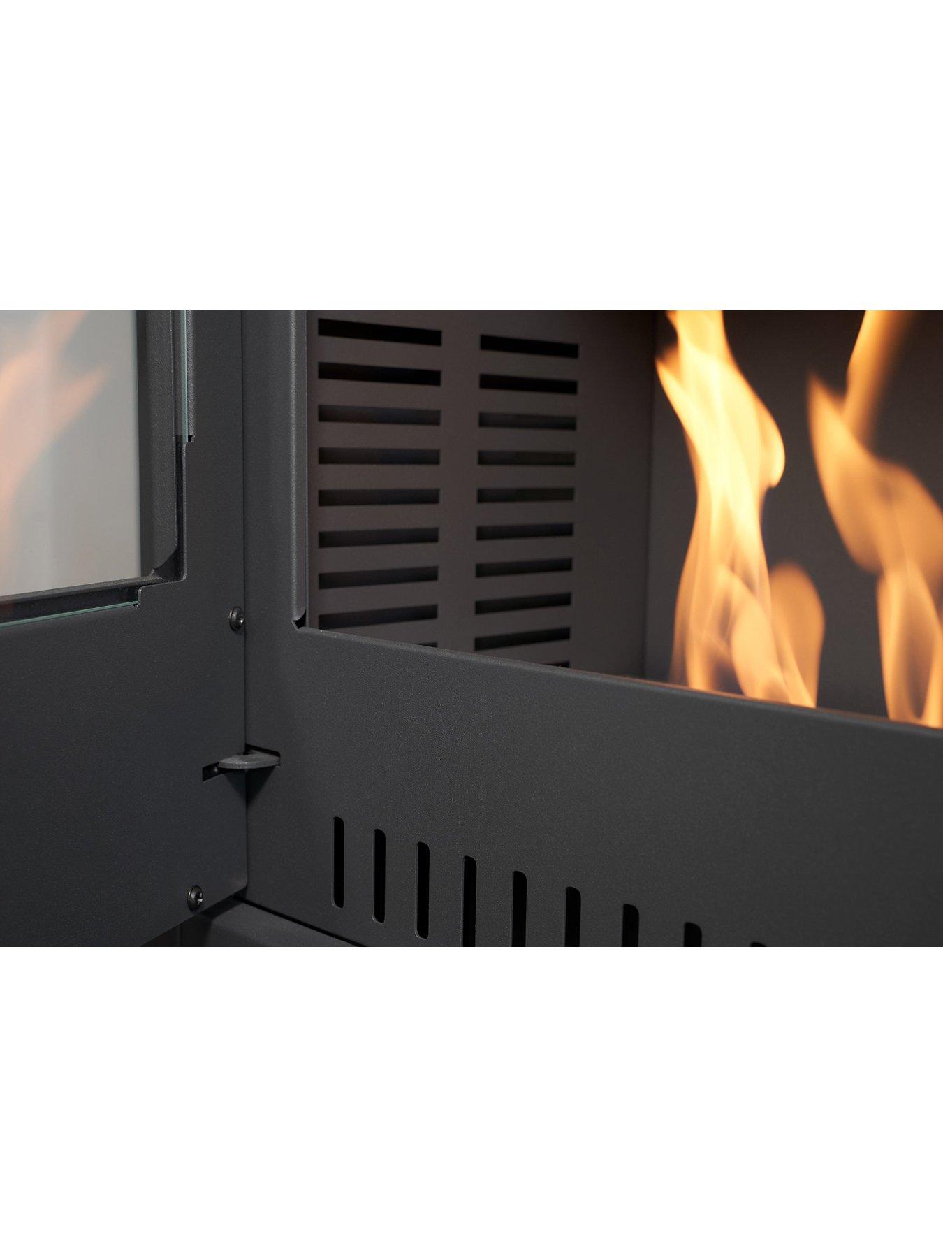 Image 4 of 7 of undefined OKO S1 Bio Ethanol Stove with Log Storage in Charcoal Grey & Angled Stove Pipe