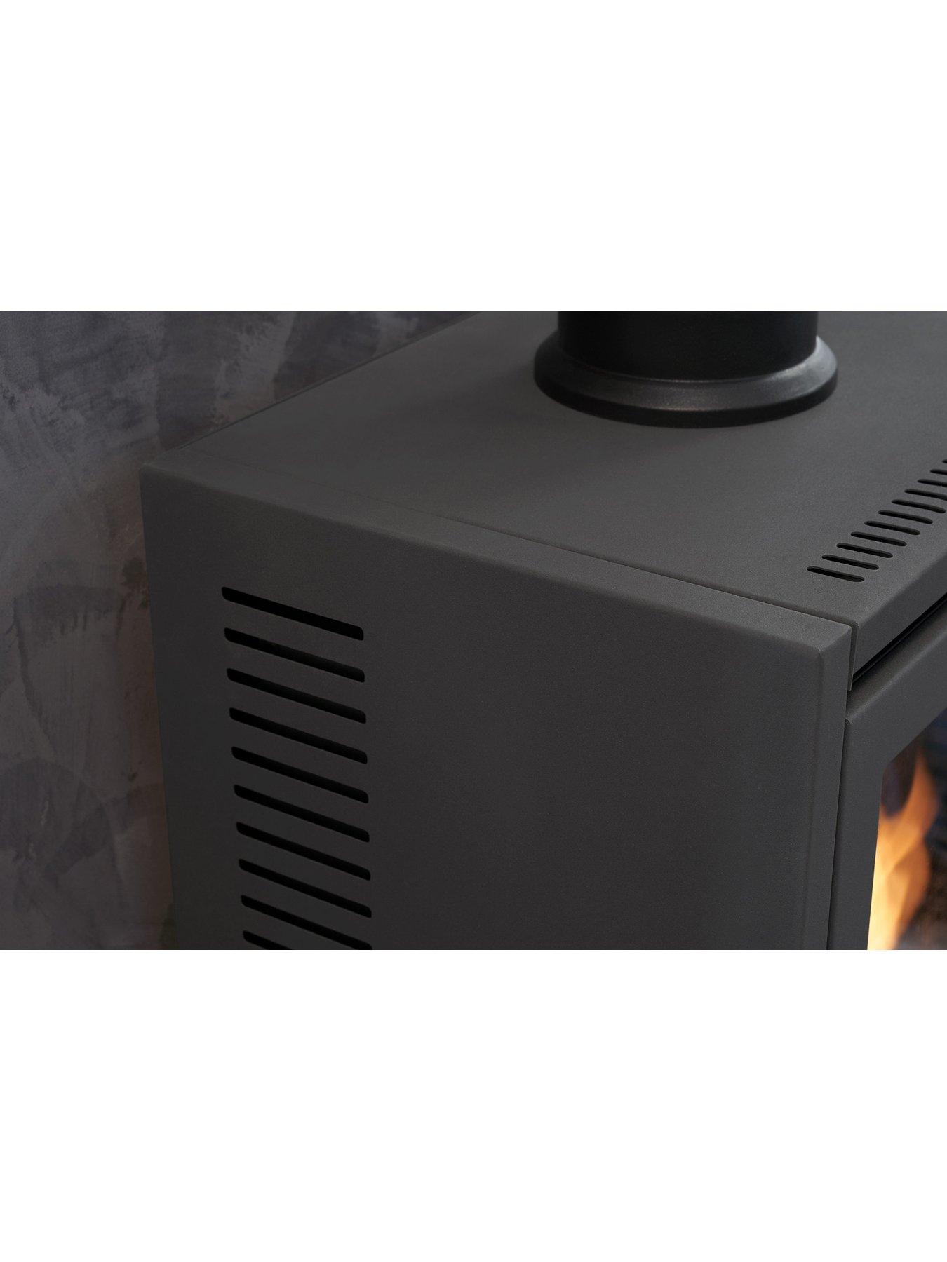 Image 5 of 7 of undefined OKO S1 Bio Ethanol Stove with Log Storage in Charcoal Grey & Angled Stove Pipe