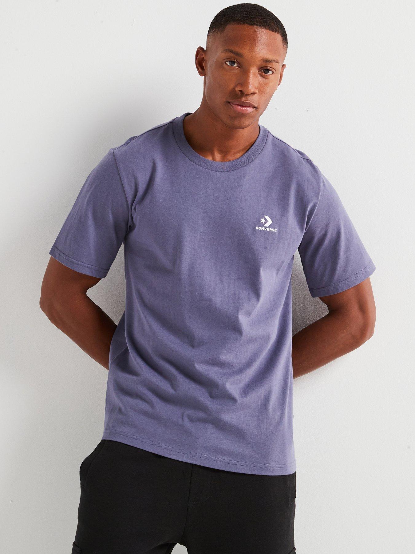 undefined Unisex Left Chest Star Chevron Embroidered Tee - Purple