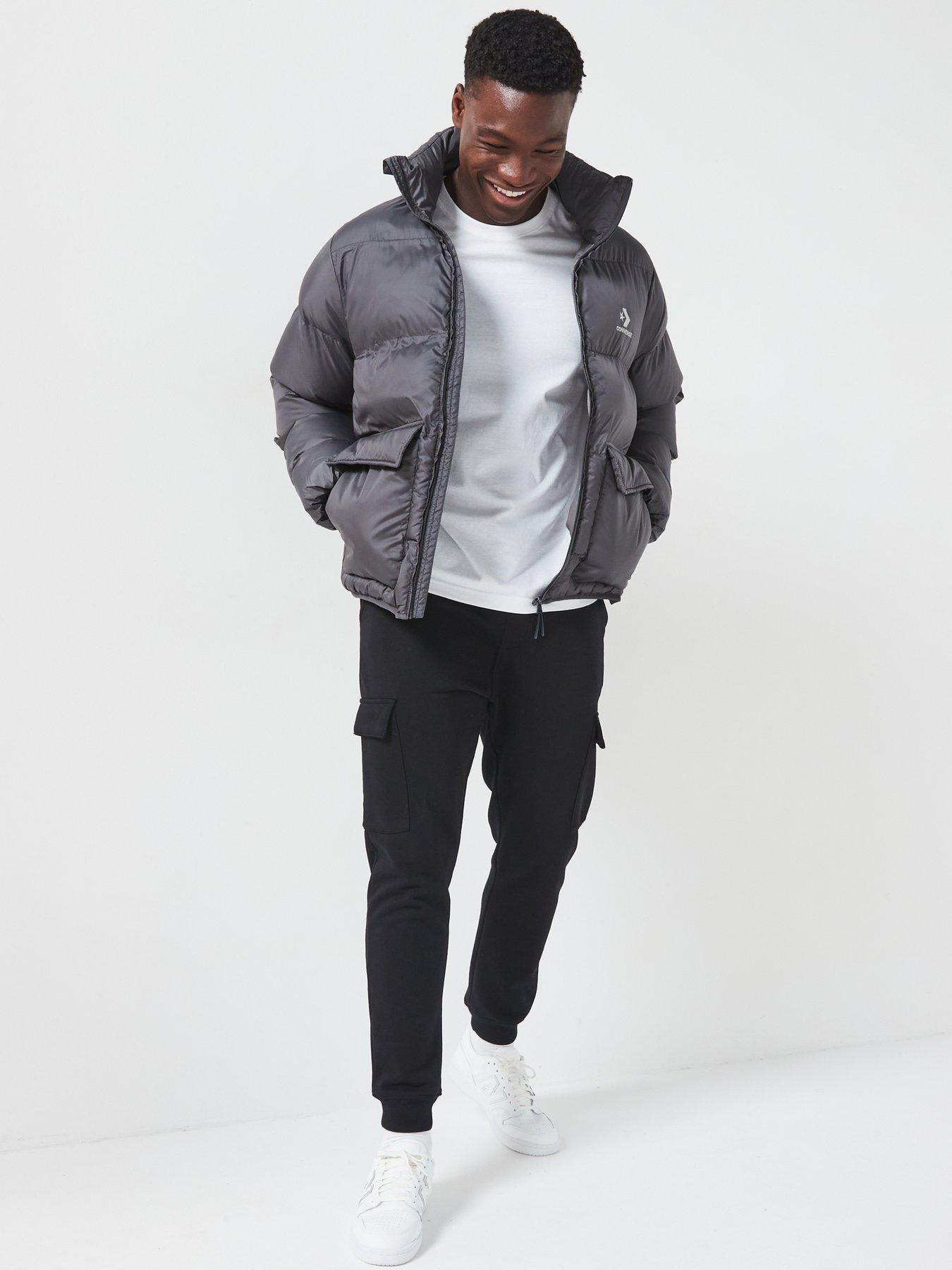 Mens Patch Pocket Core Puffer Jacket Black