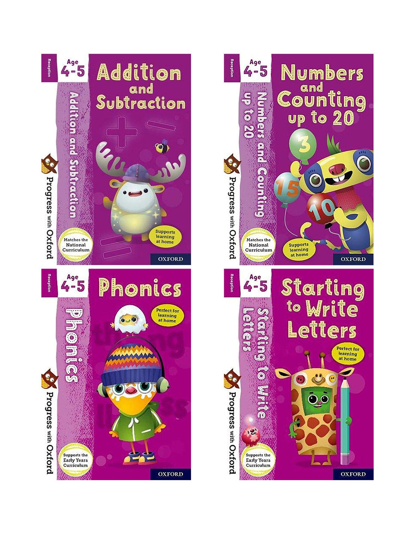undefined Progress With Oxford: Writing, Phonics, Add, Numbers - Age 4 to 5. 4 Book Set