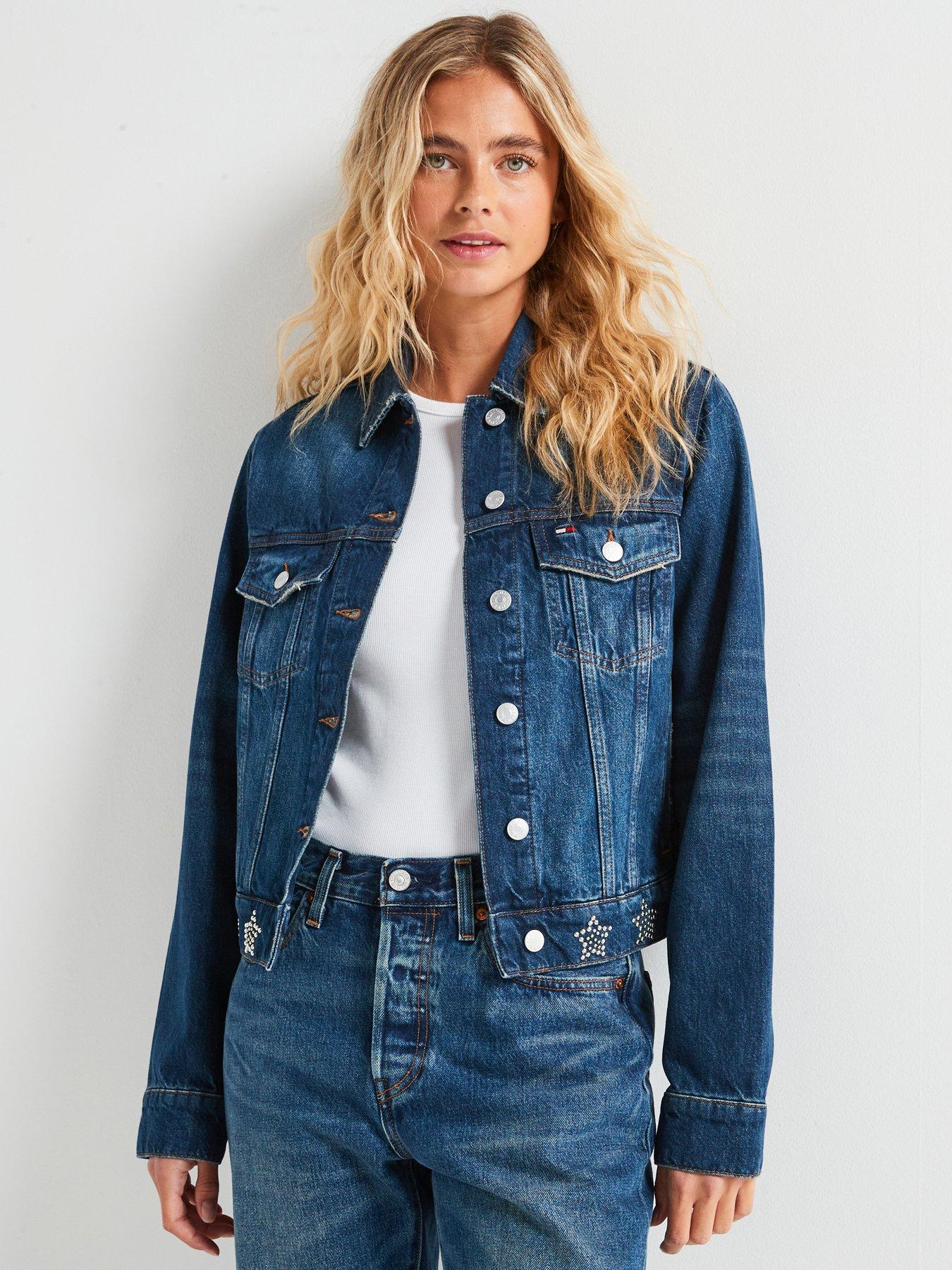 undefined Studded Detail Denim Jacket - Navy