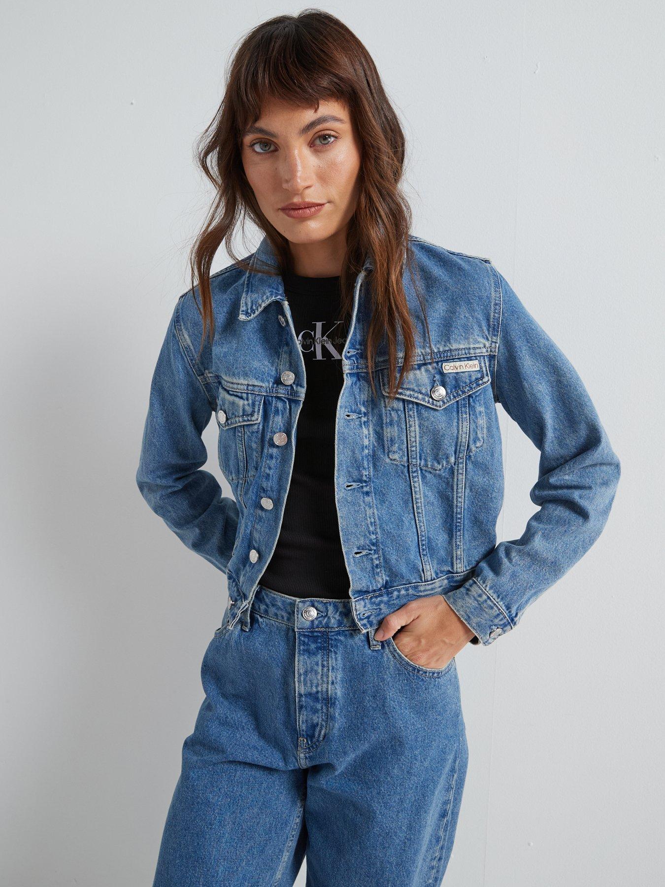 undefined Cropped 90s Denim Jacket - Navy