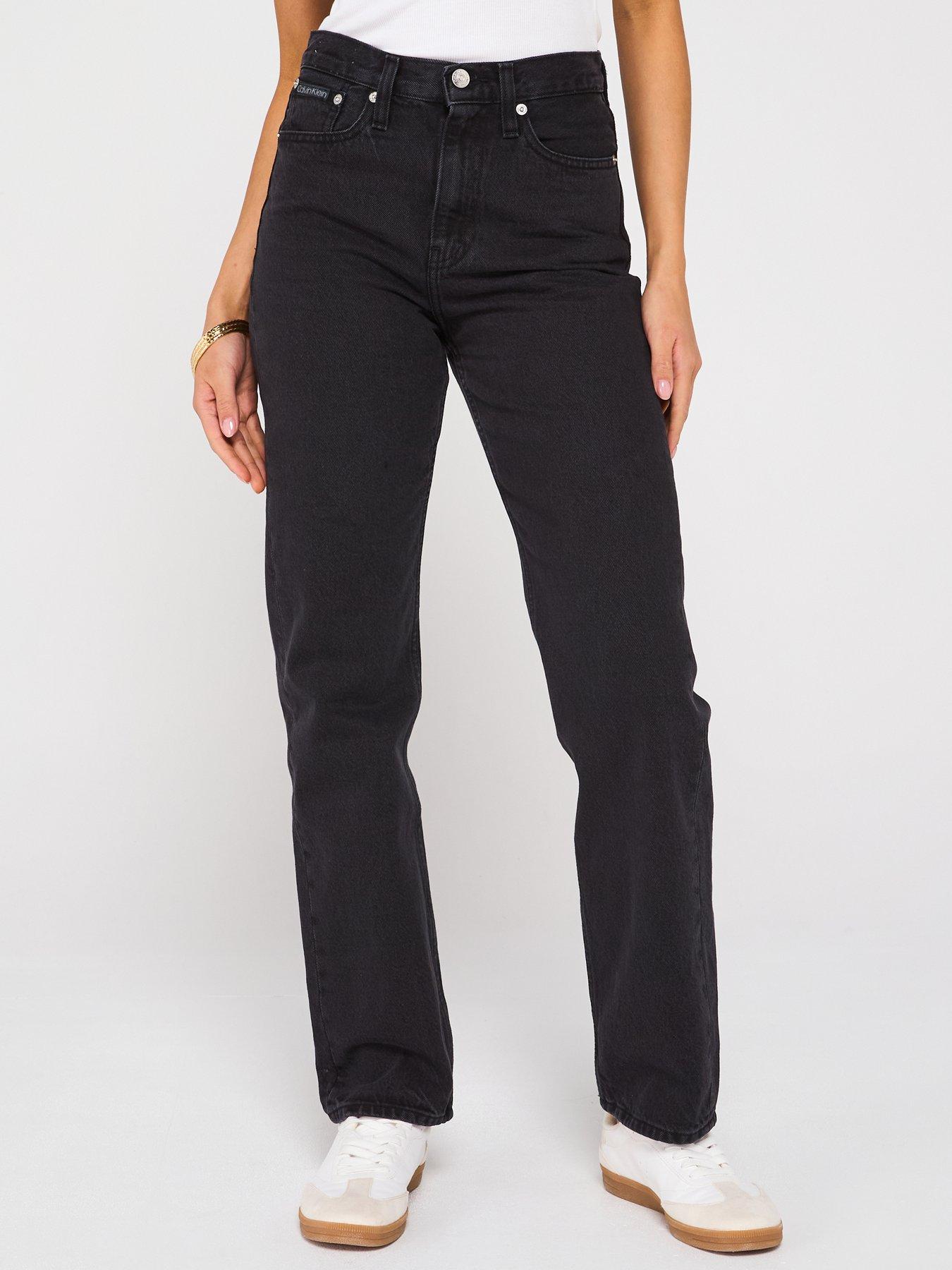Calvin Klein Jeans High Rise Straight Leg Jean - Black