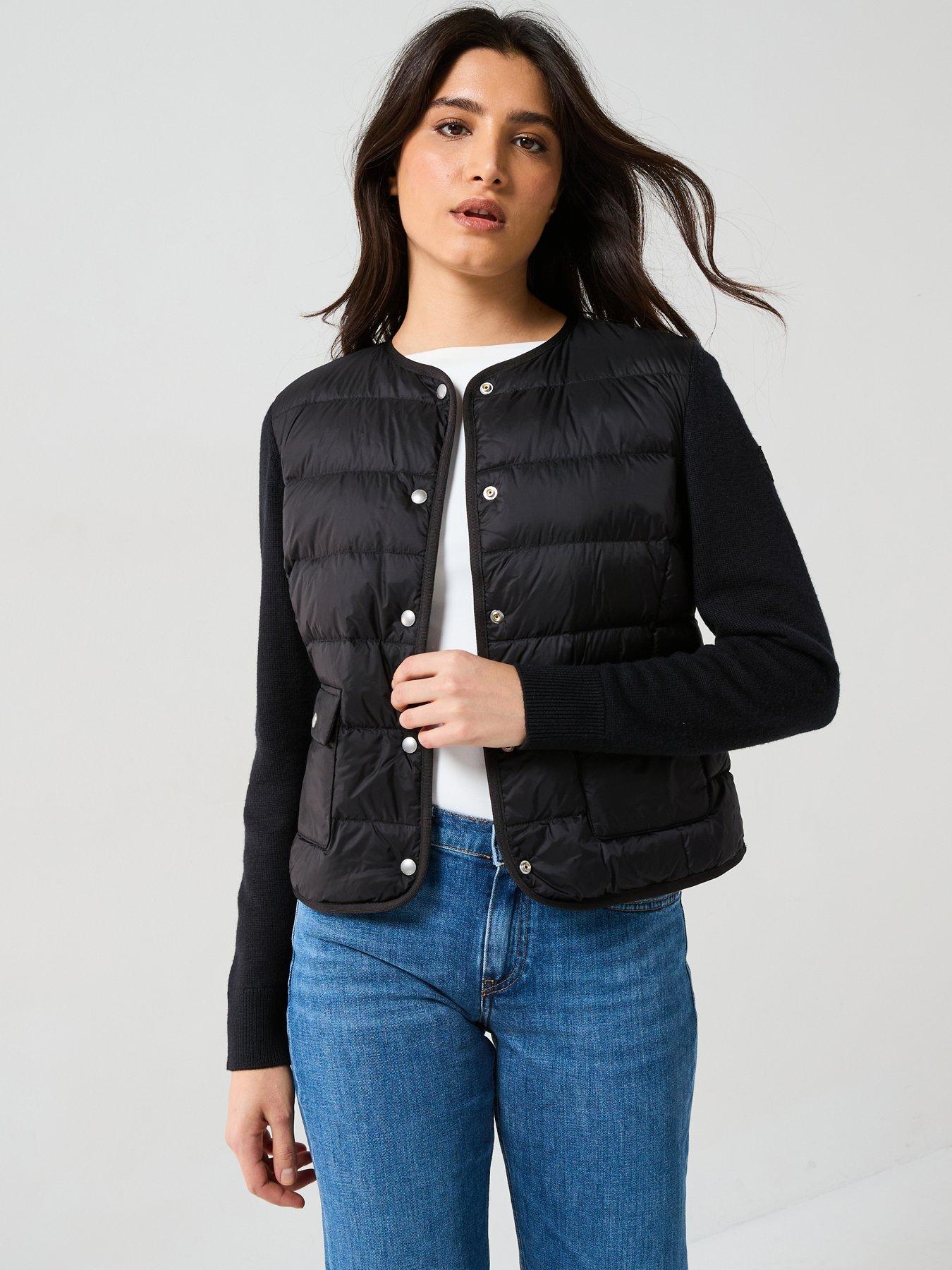 undefined Knitted Sleeve Padded Jacket - Black